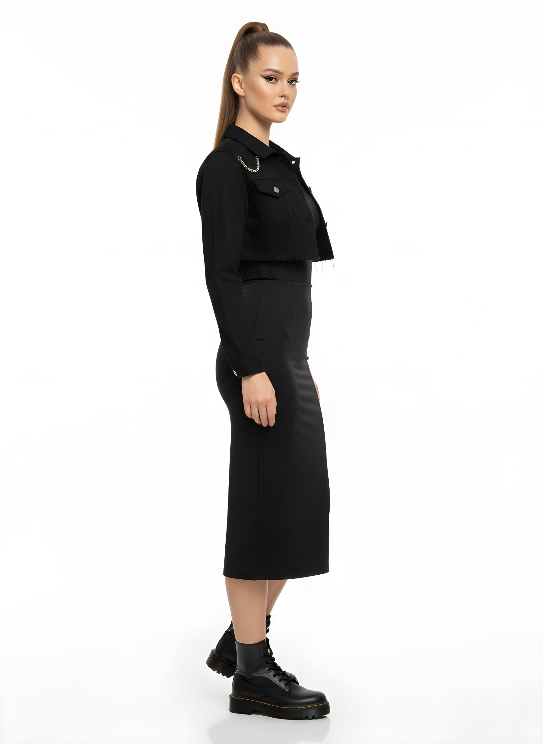 Sicily Slim Satin Midi Skirt
