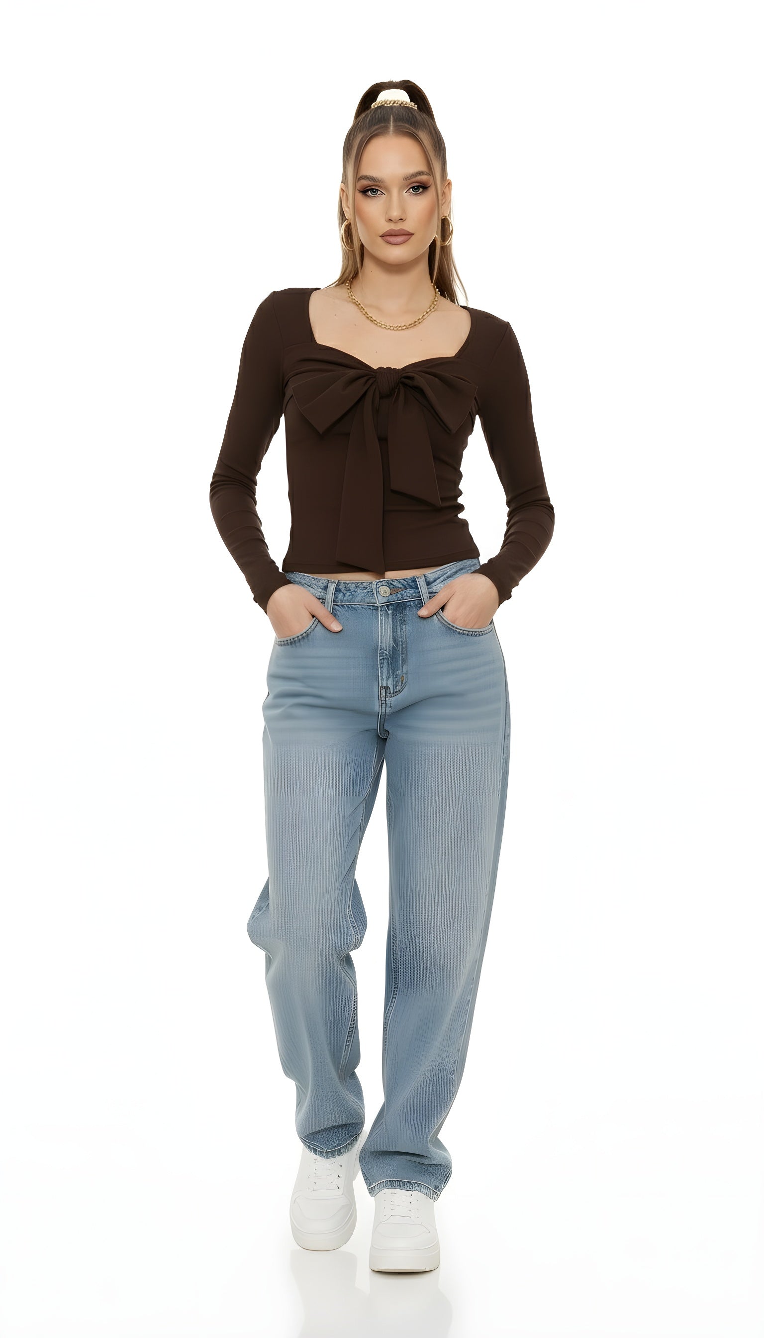 Balletcore Square Neck Bow Blouse