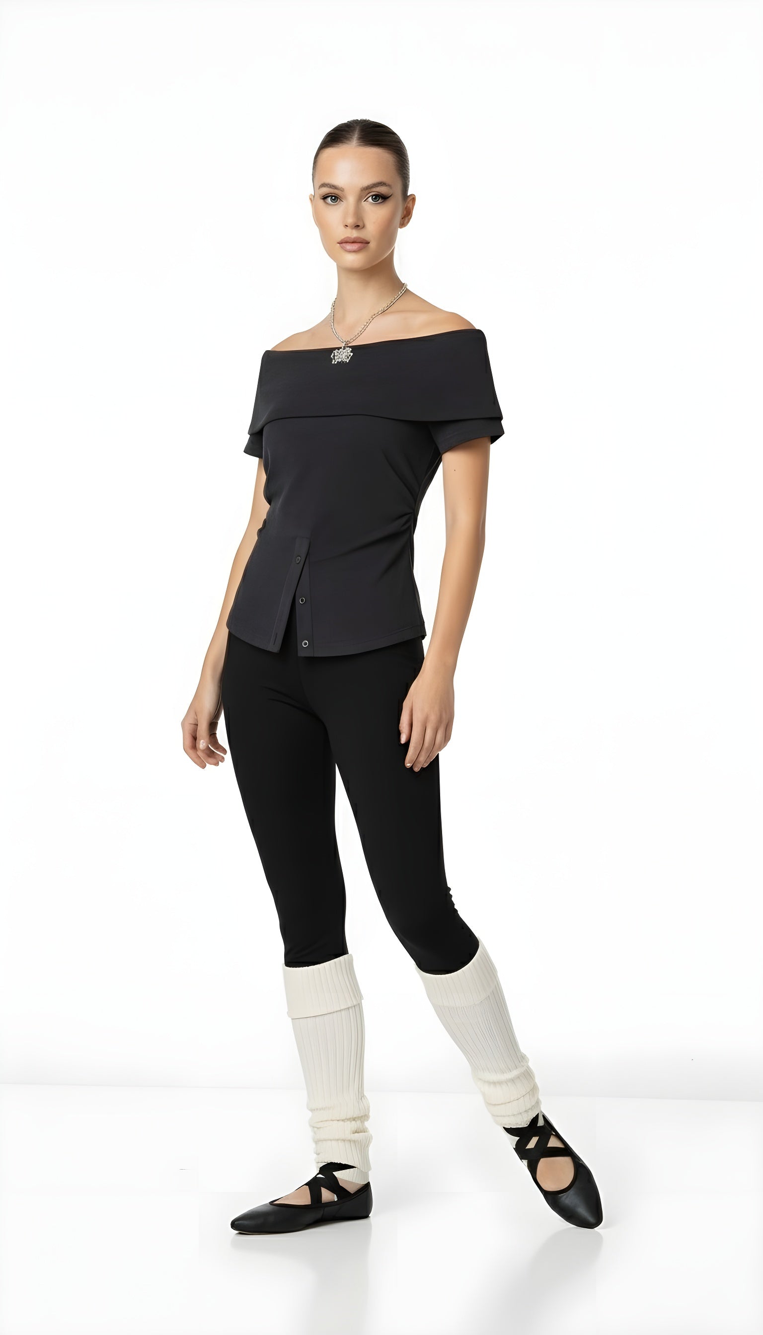 Balletcore Off-Shoulder Knit Top