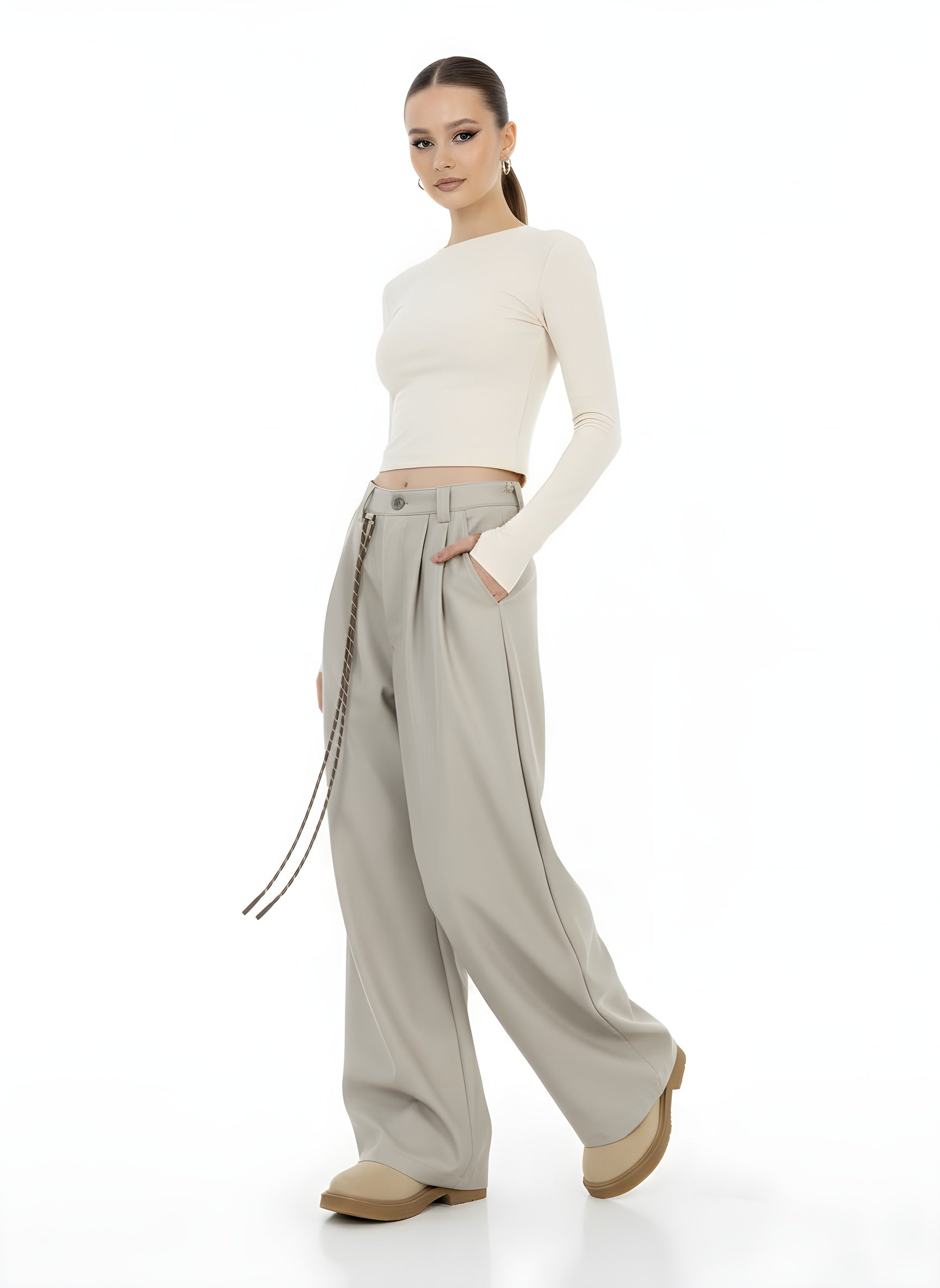Free Sonata Wide Leg Pleated Pants