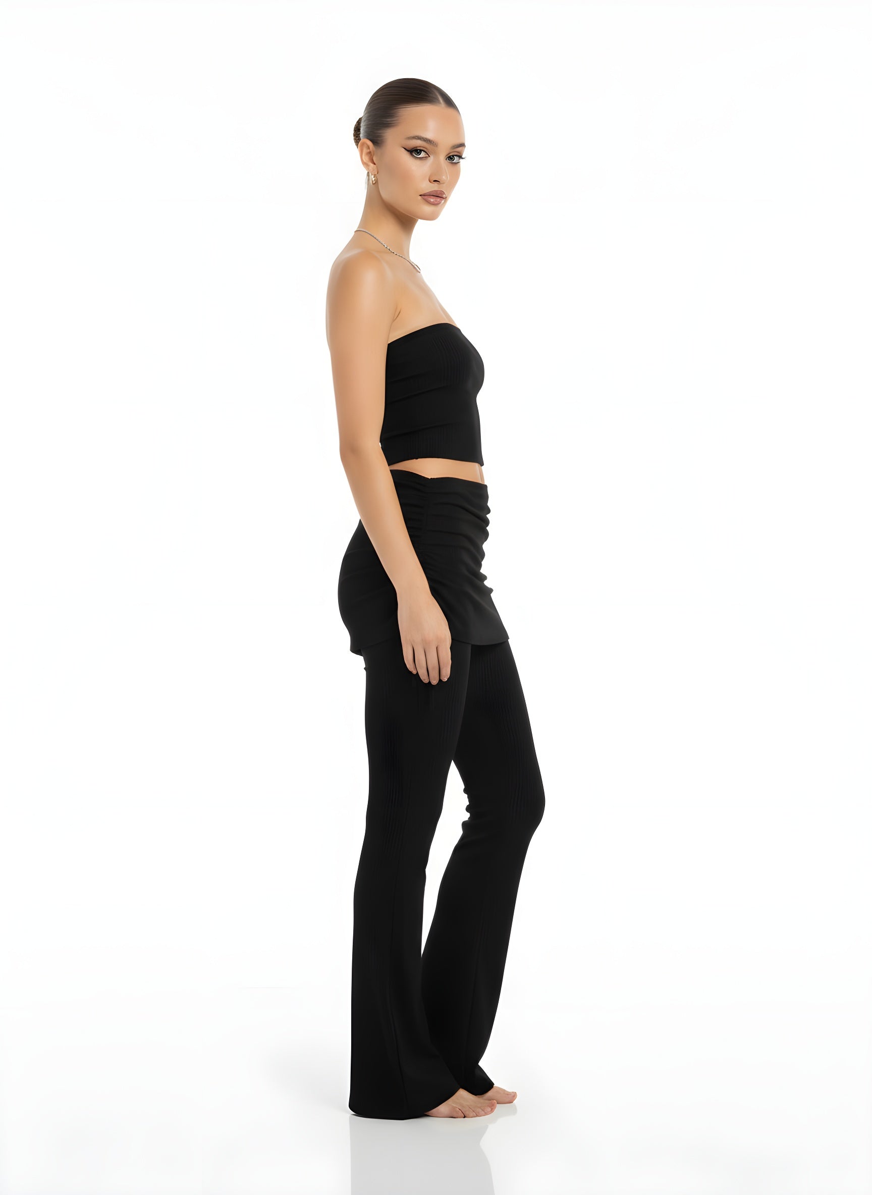 Sicily Ribbed Low Waist Flare Pants