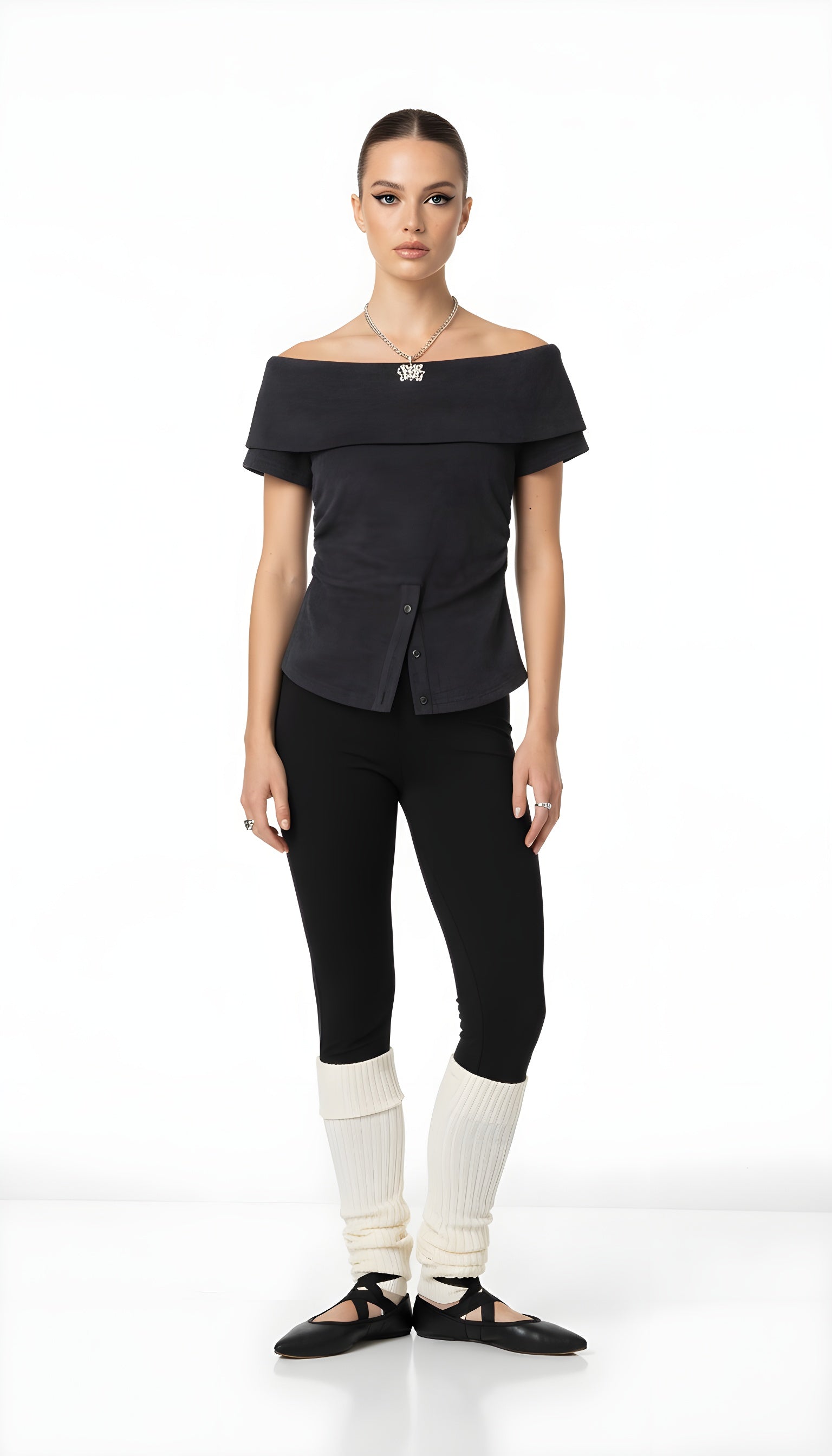 Balletcore Off-Shoulder Knit Top