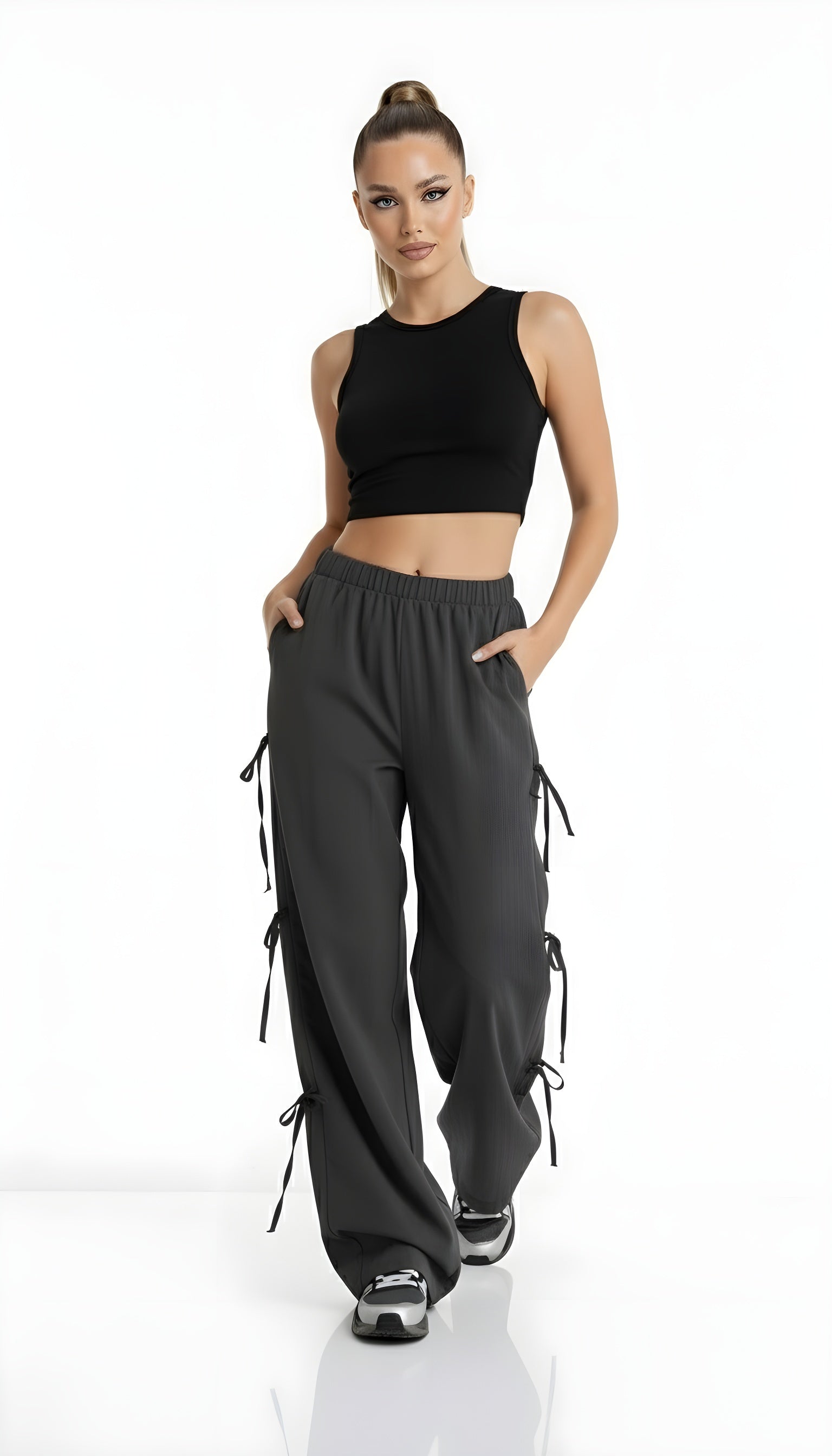 Side Tie Wide Leg Pants