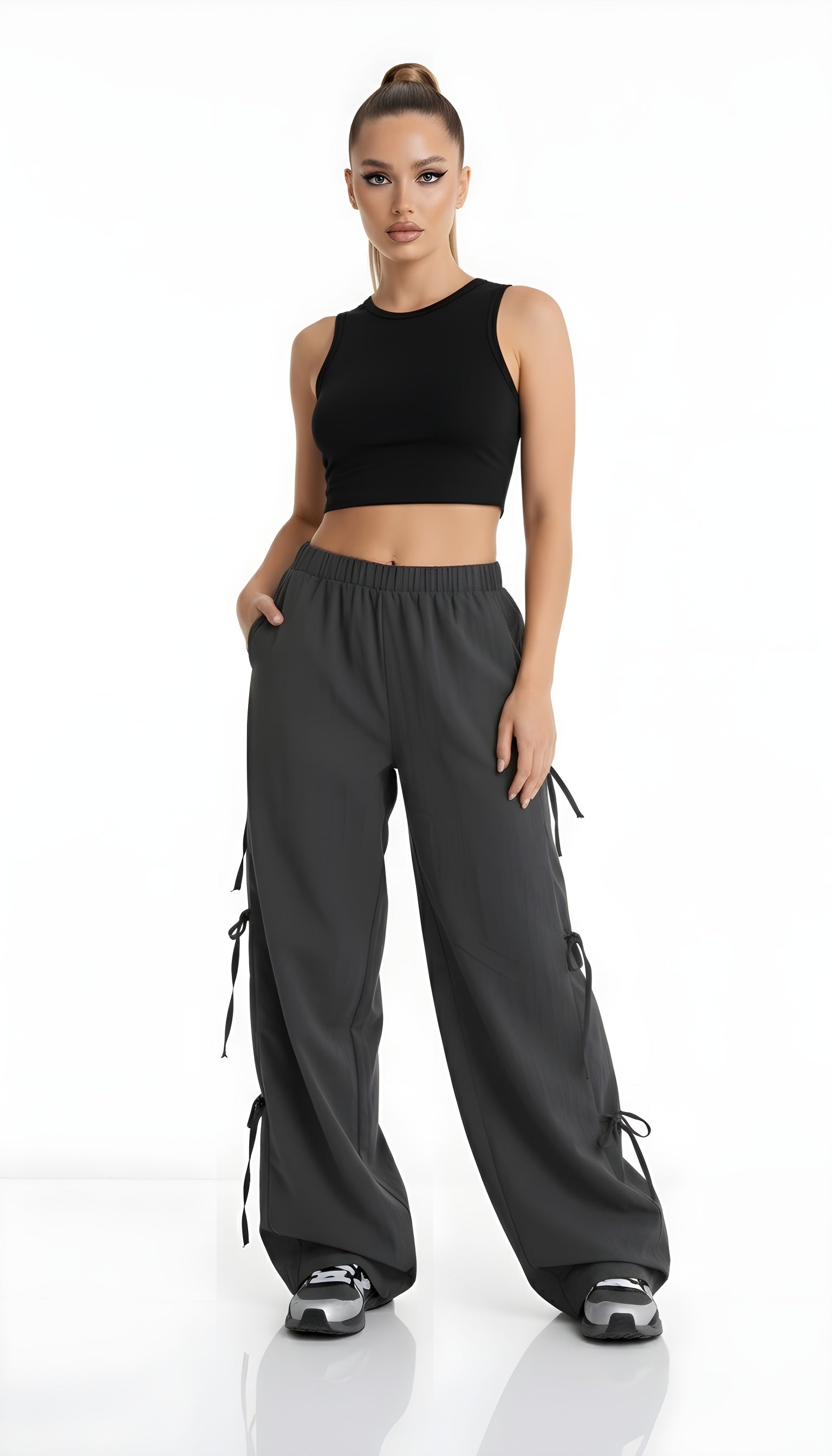 Side Tie Wide Leg Pants