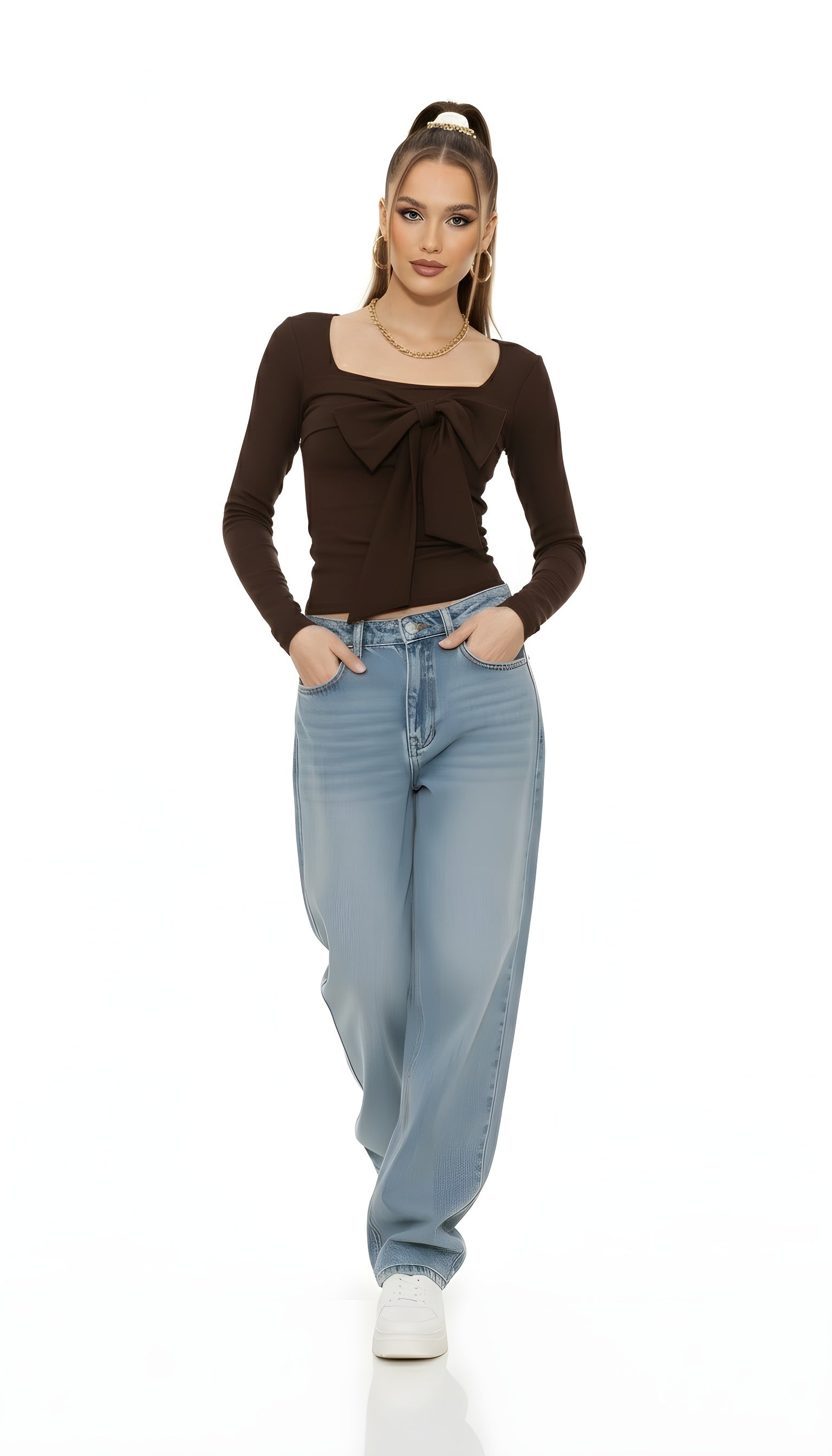Balletcore Square Neck Bow Blouse