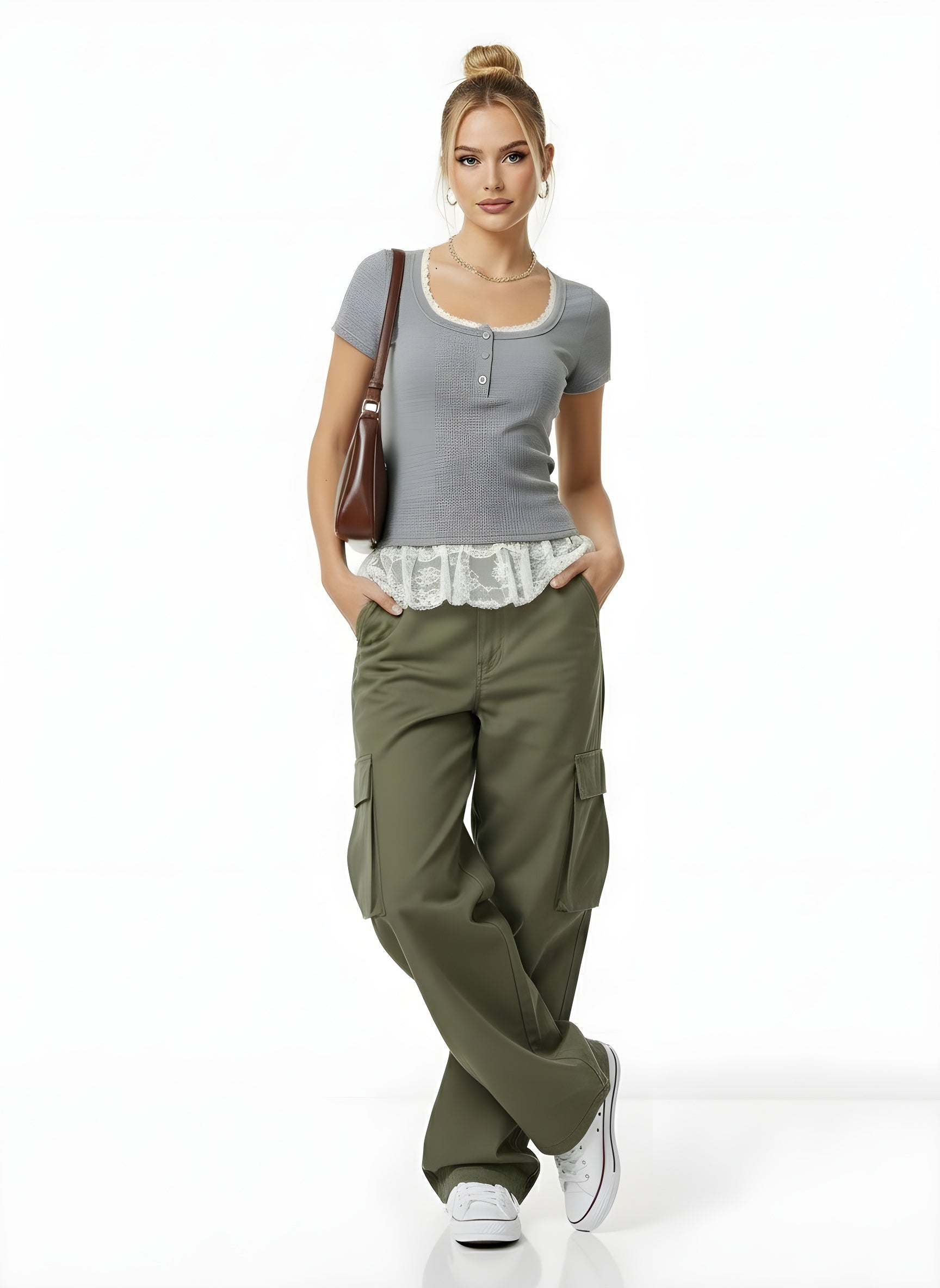 Lace-Trim Short Sleeve Top