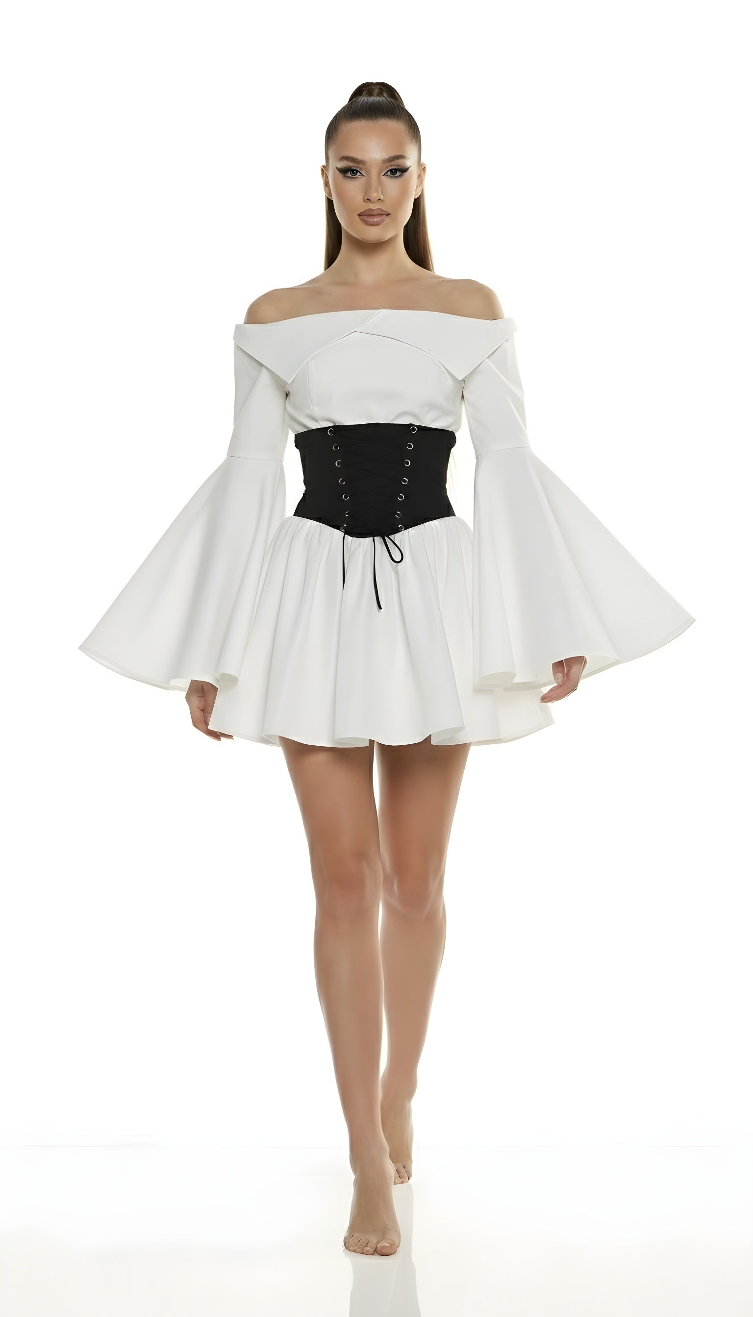 Retro Corset Waist Off-Shoulder Mini Dress