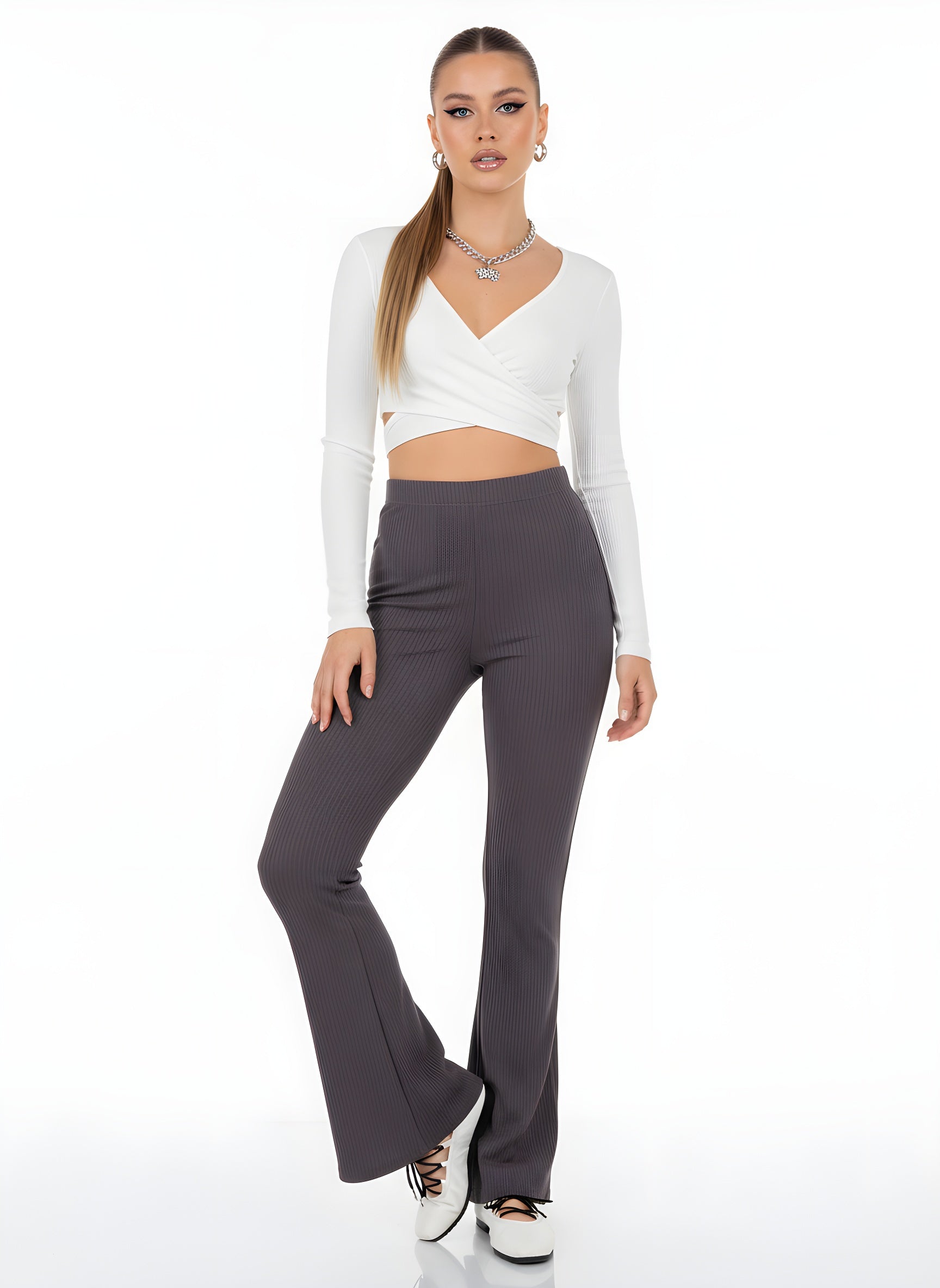 Ribbed Flared Workout Pants