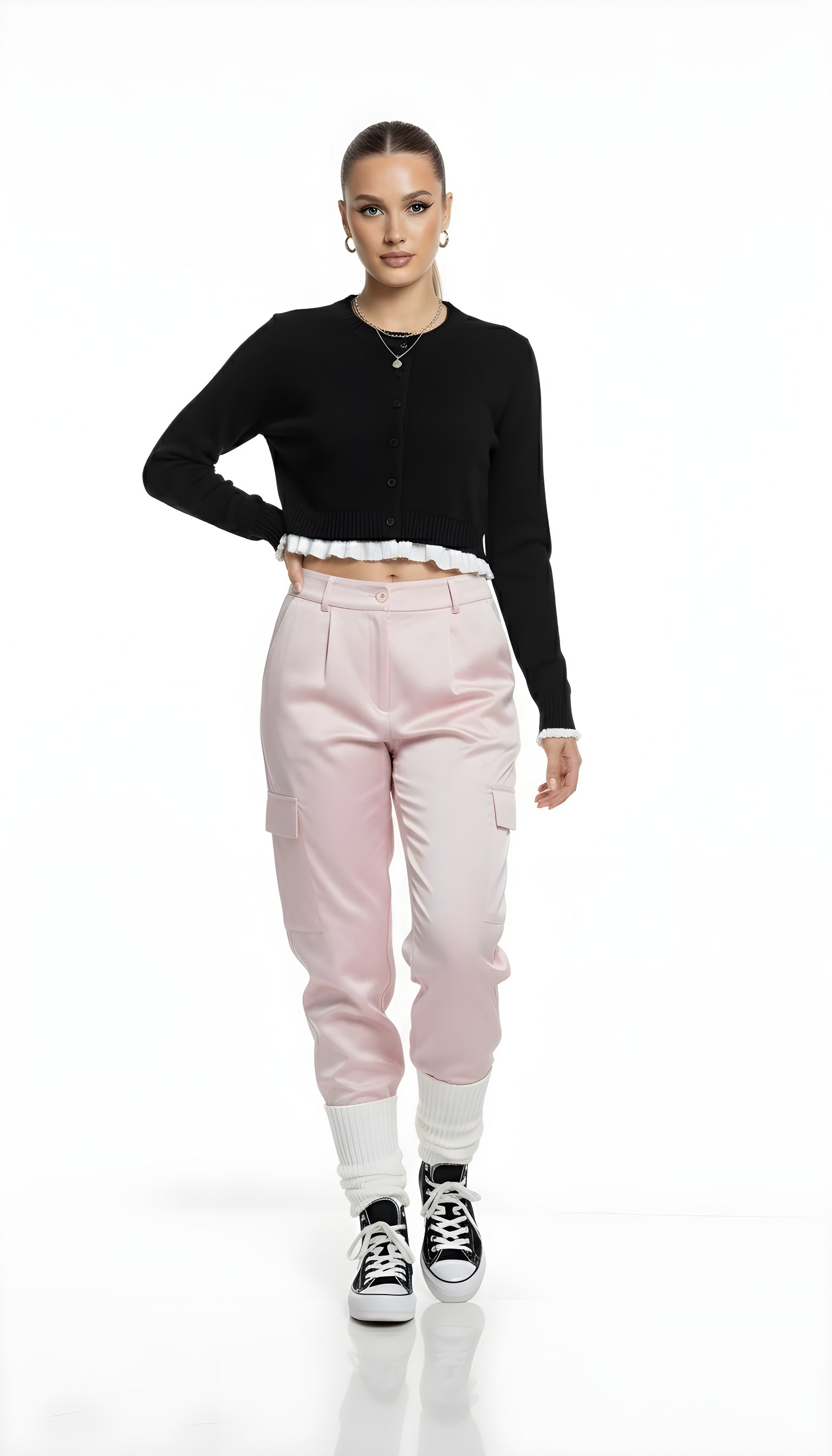 Ruffle Hem Balletcore Knit Cardigan