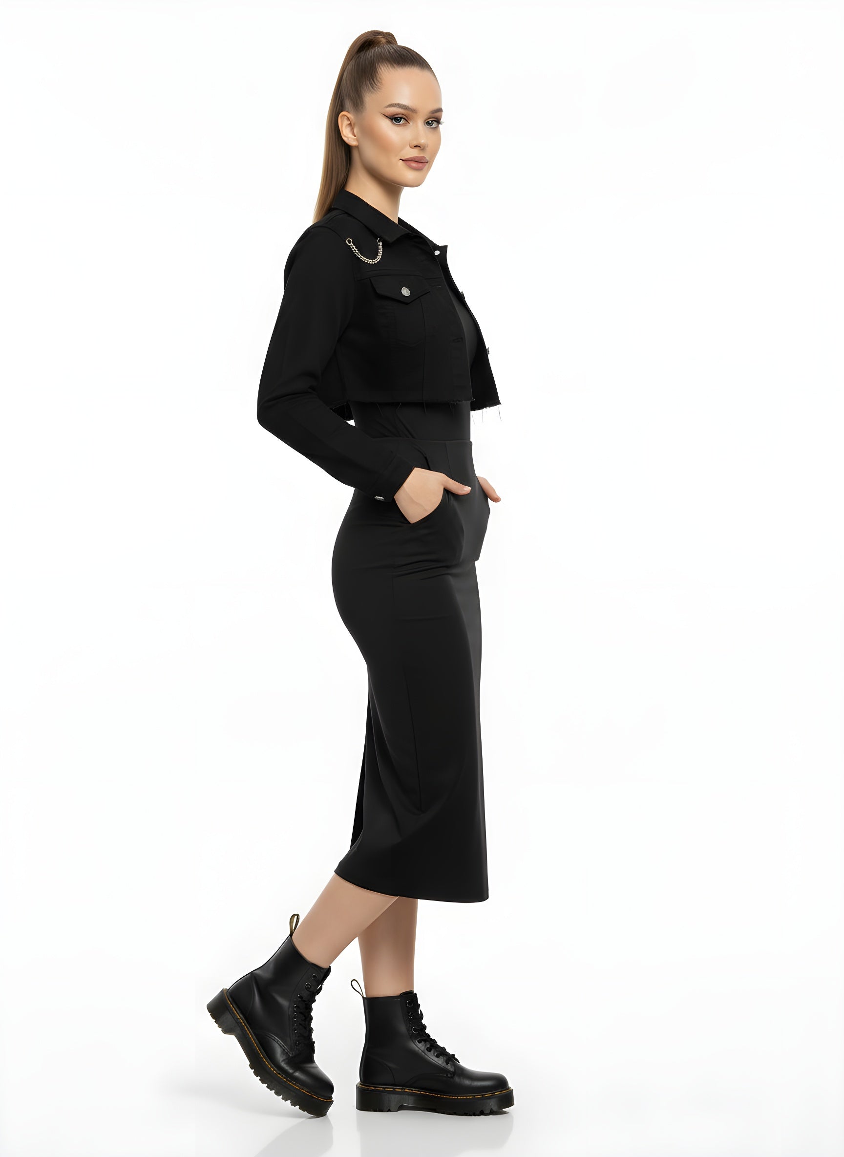 Sicily Slim Satin Midi Skirt