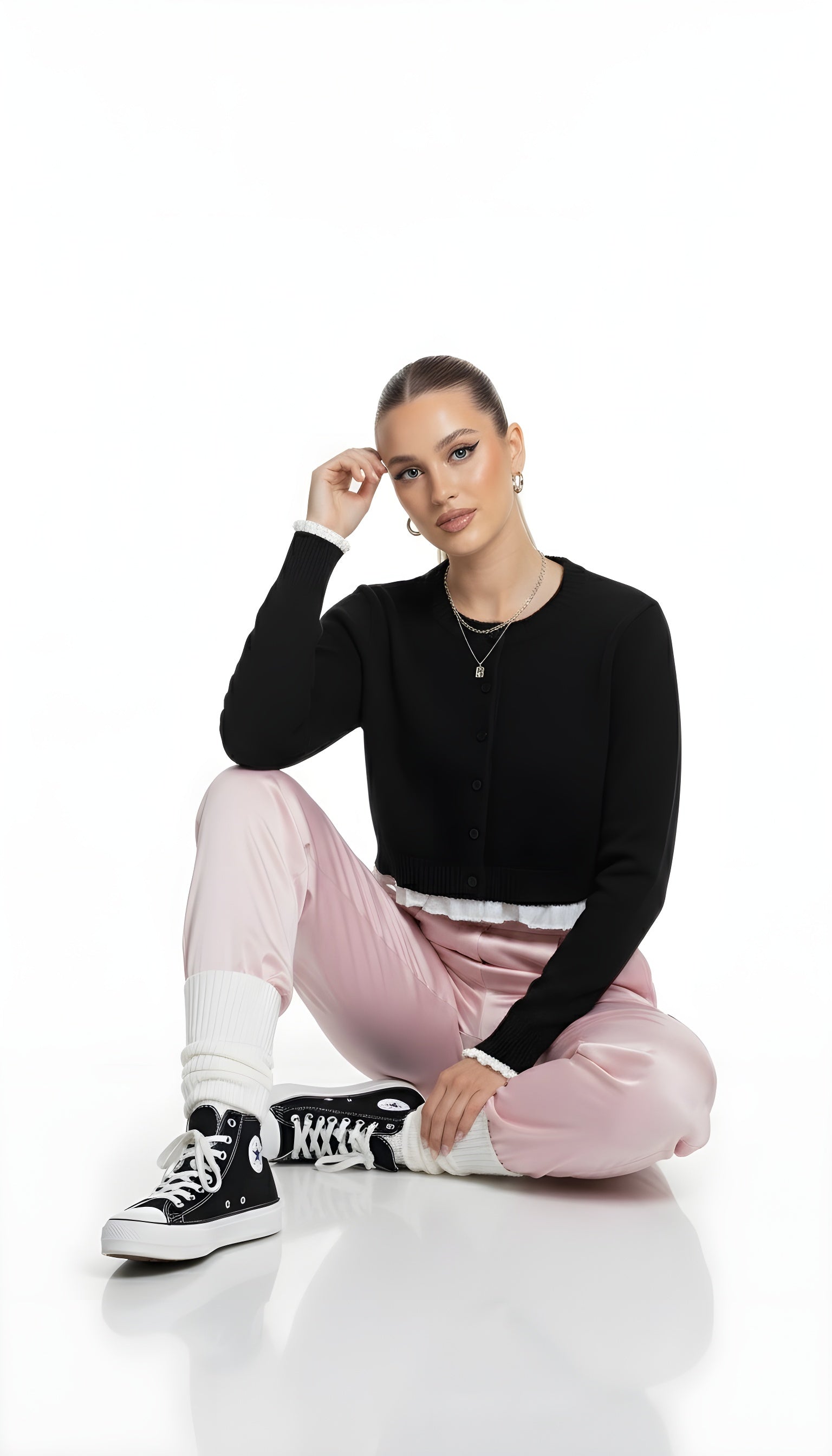 Ruffle Hem Balletcore Knit Cardigan