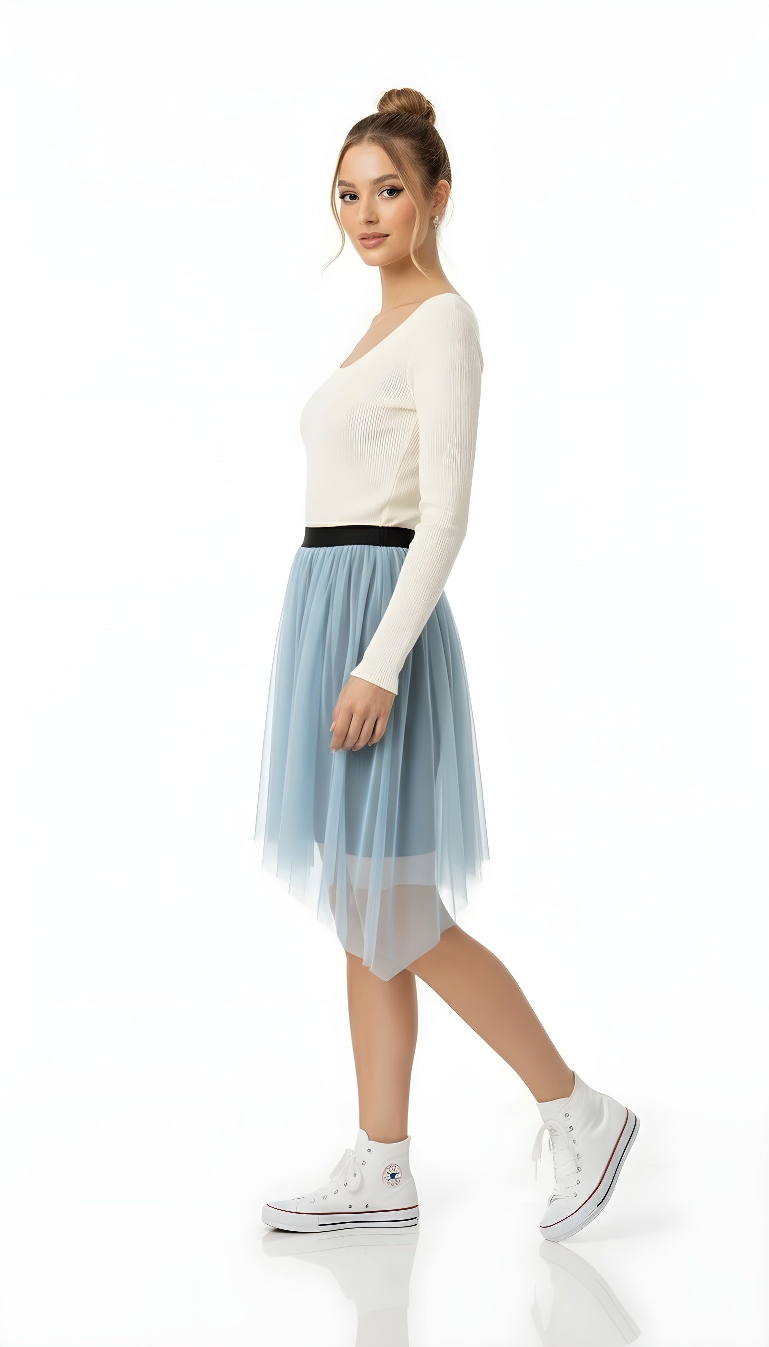 Slim Fit Ribbed Knit Long Sleeve Top
