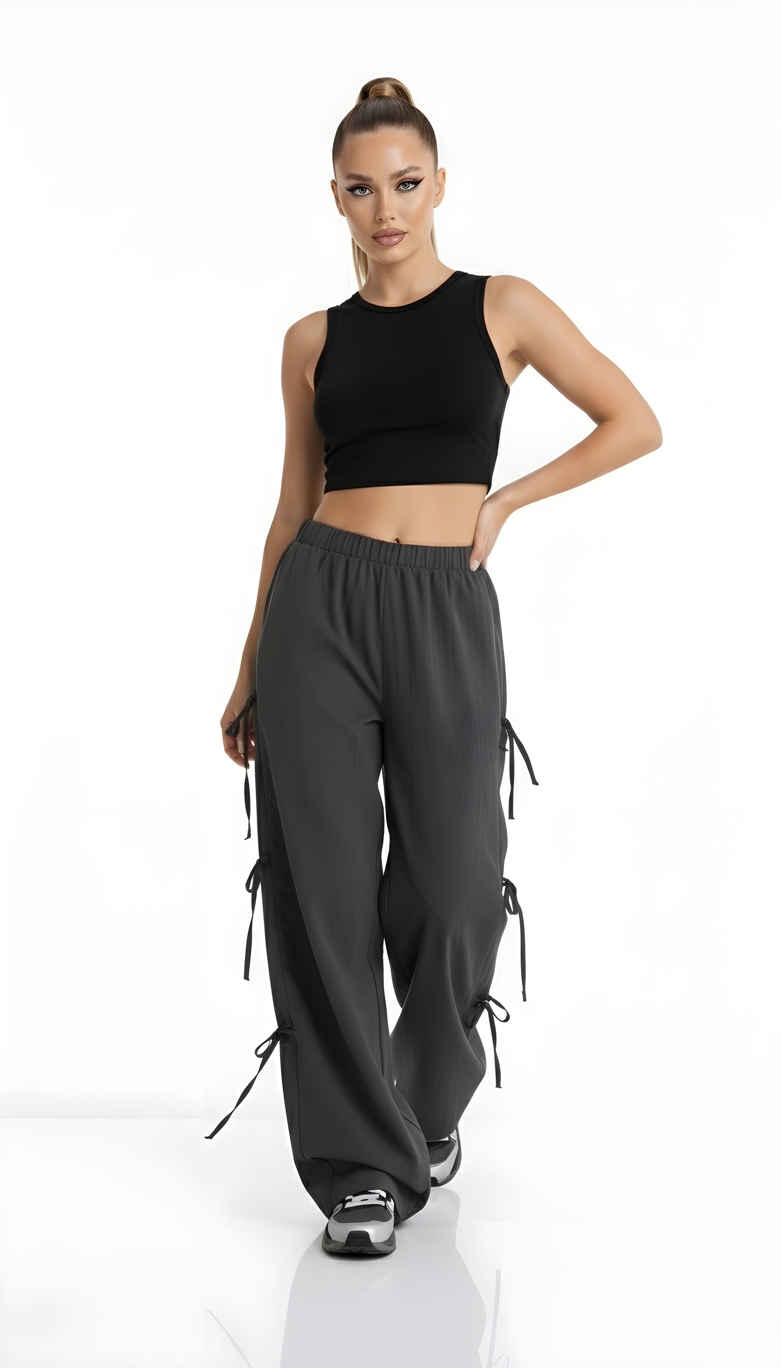 Side Tie Wide Leg Pants