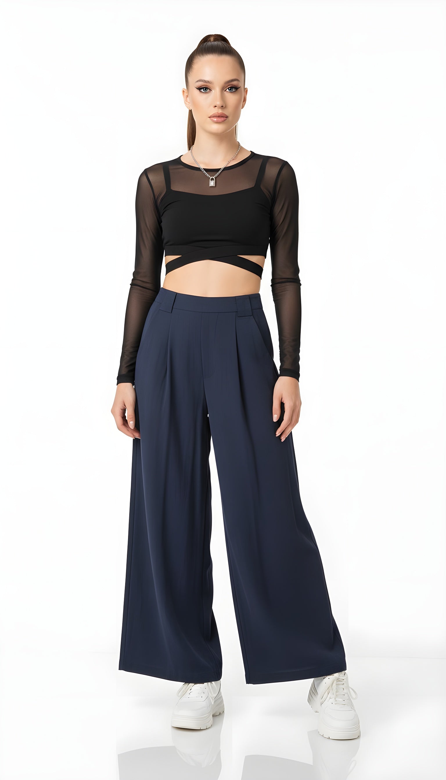 High Waist Wide fit Cropped Pants