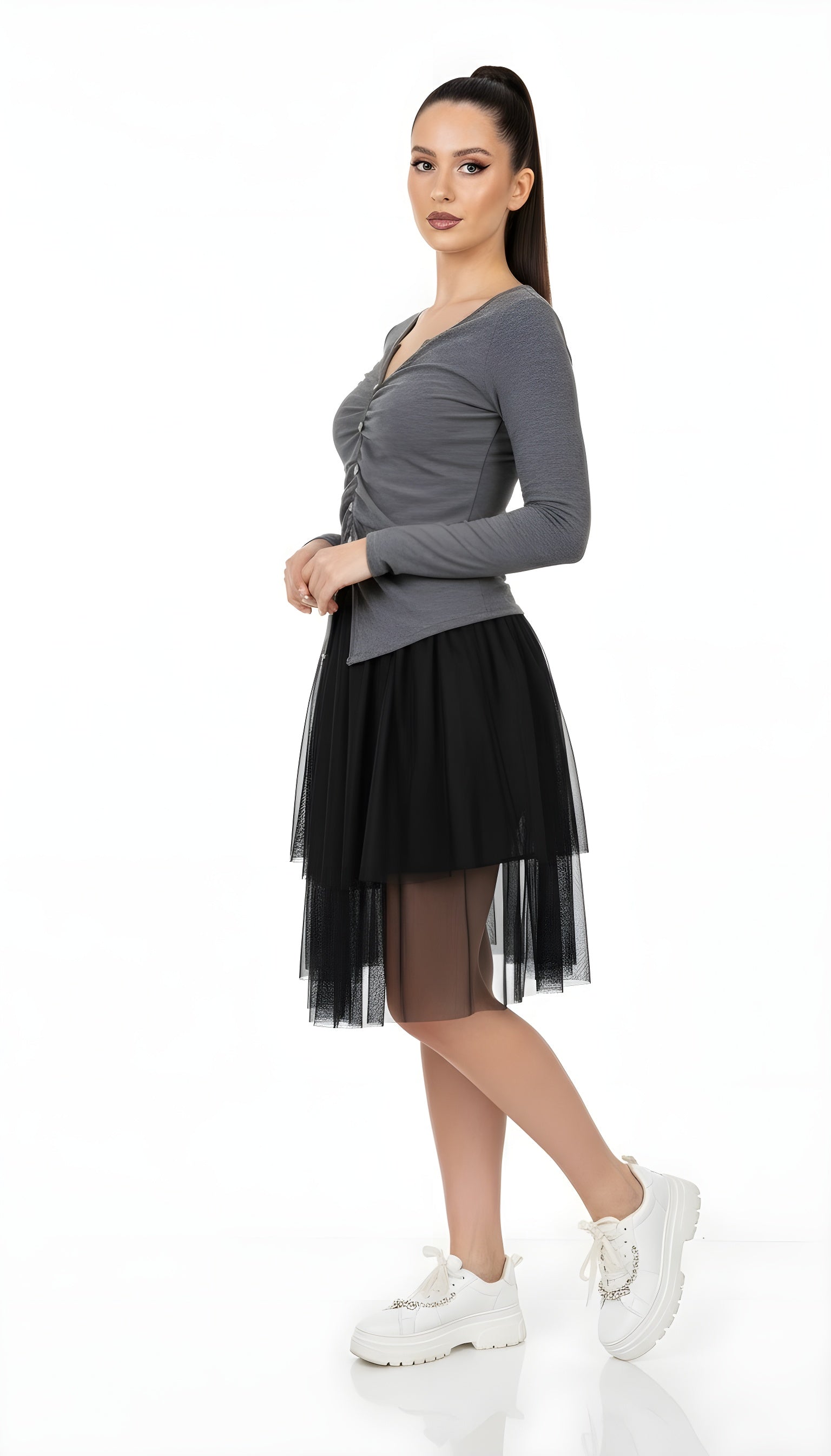 Sweet & Spicy Ruched Knit Slim Long Sleeve
