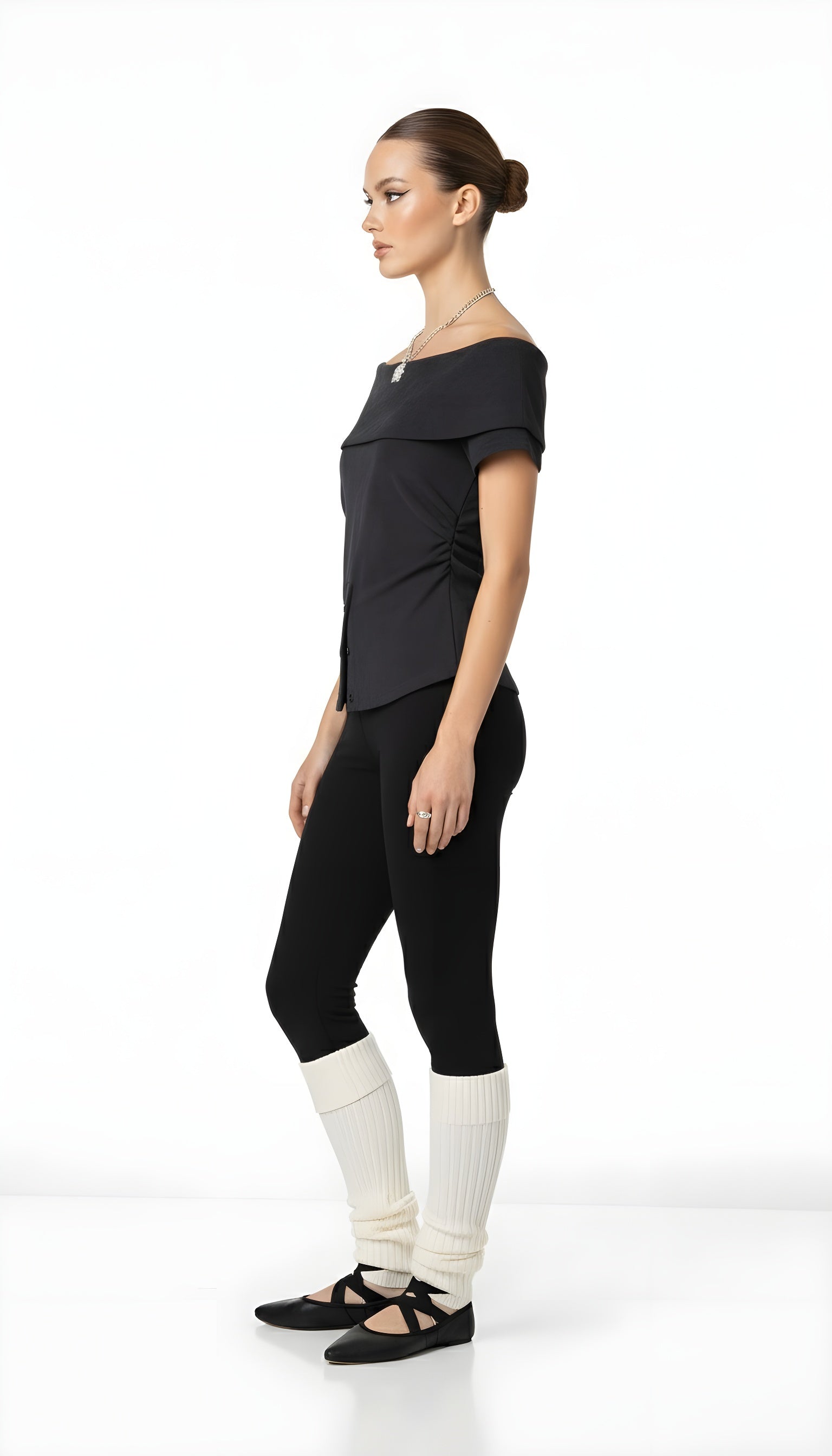 Balletcore Off-Shoulder Knit Top