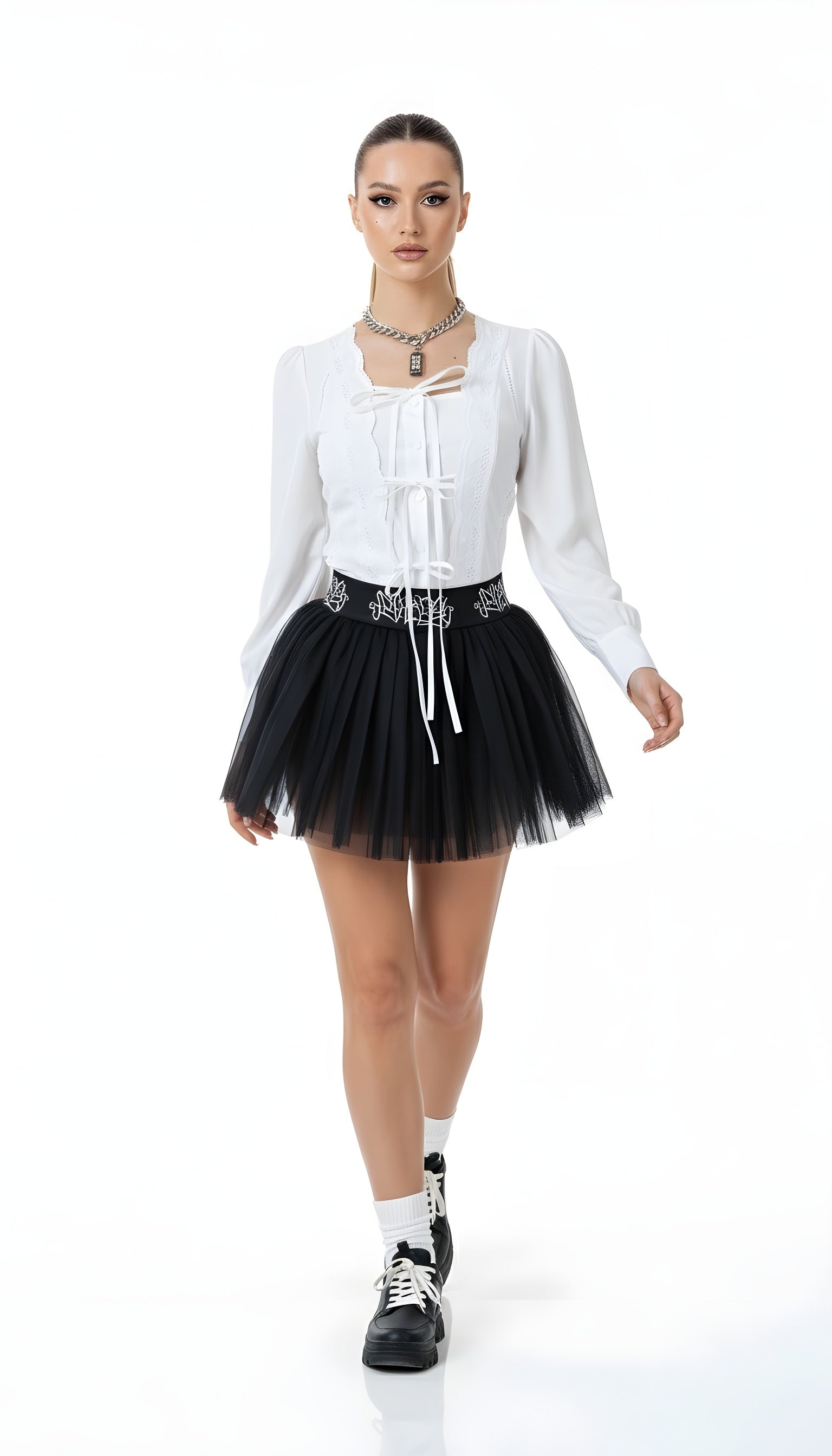 Balletcore Romantic Lace-Up Blouse