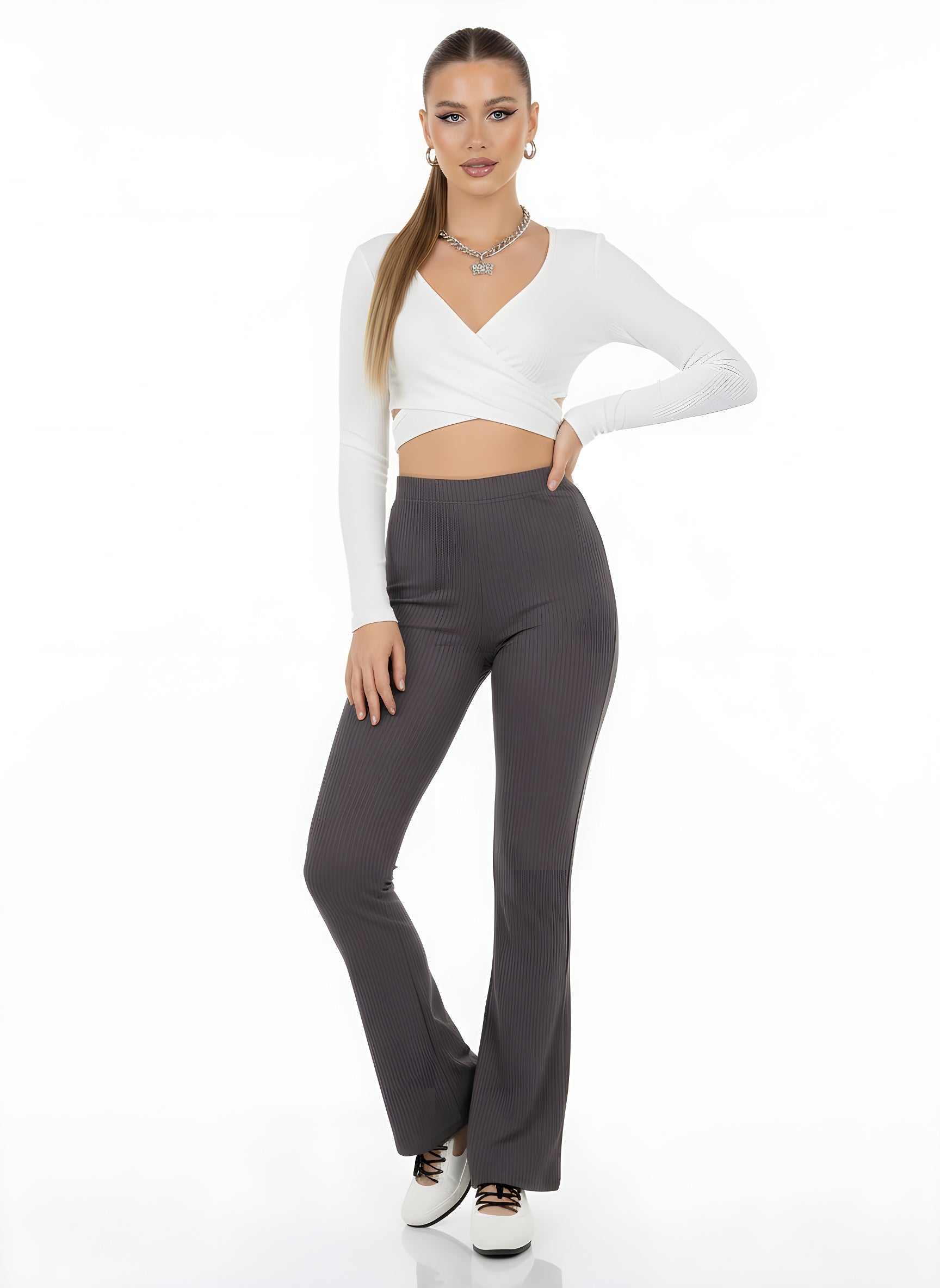 Ribbed Flared Workout Pants