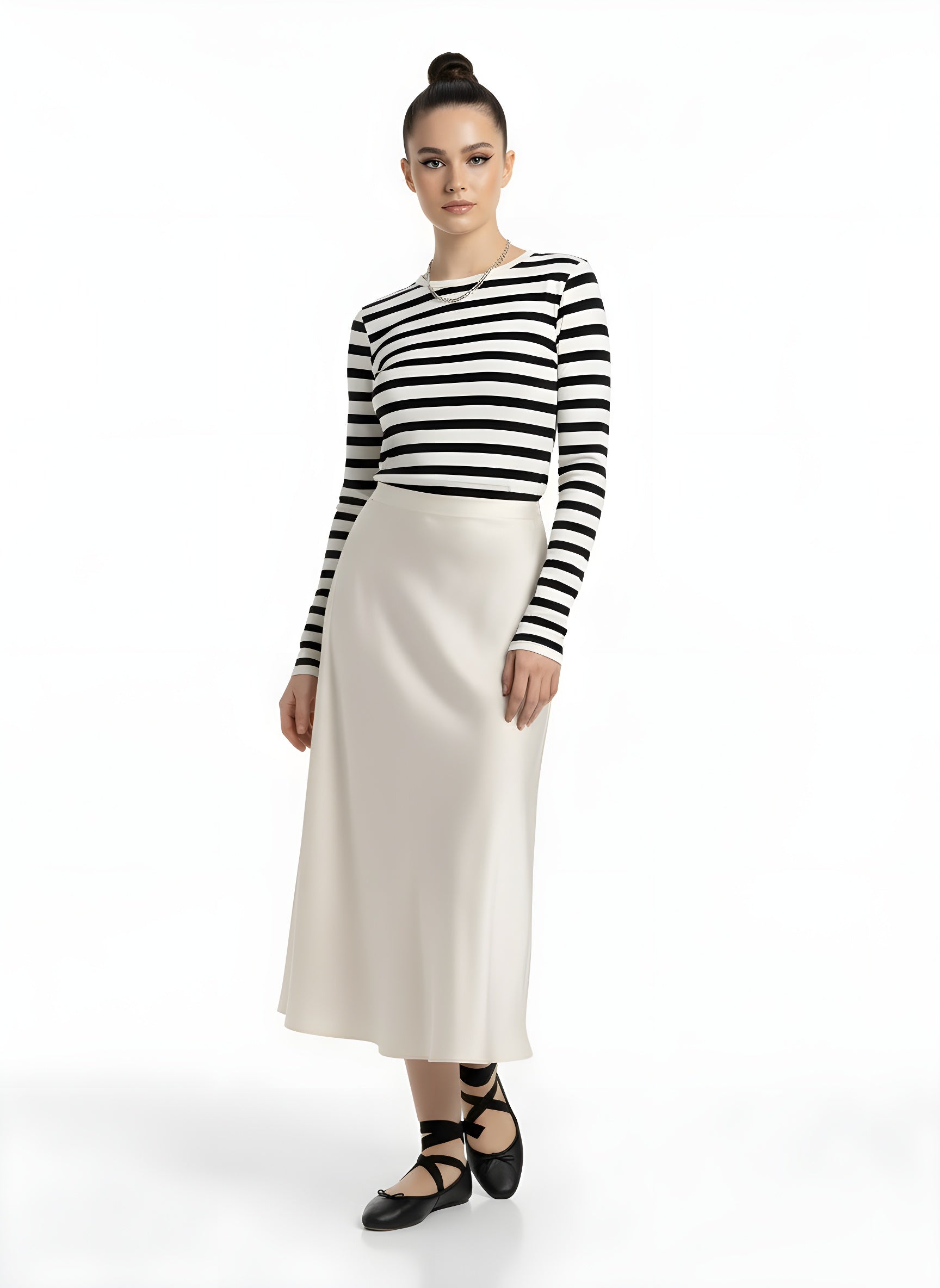 High-waisted satin silky skirt