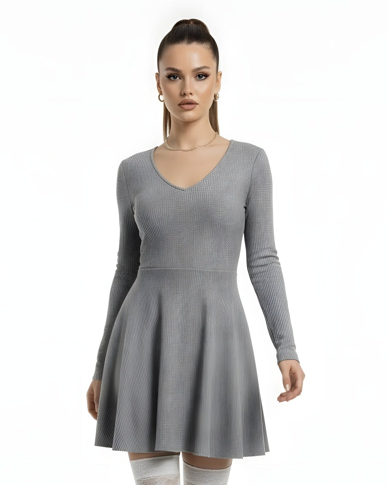 Slim Fit Ribbed Knit Dress