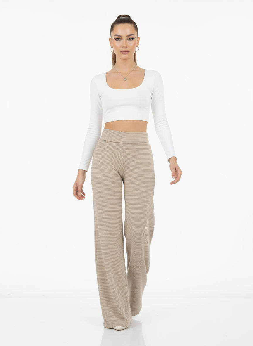 Striped High Waist Straight Pants