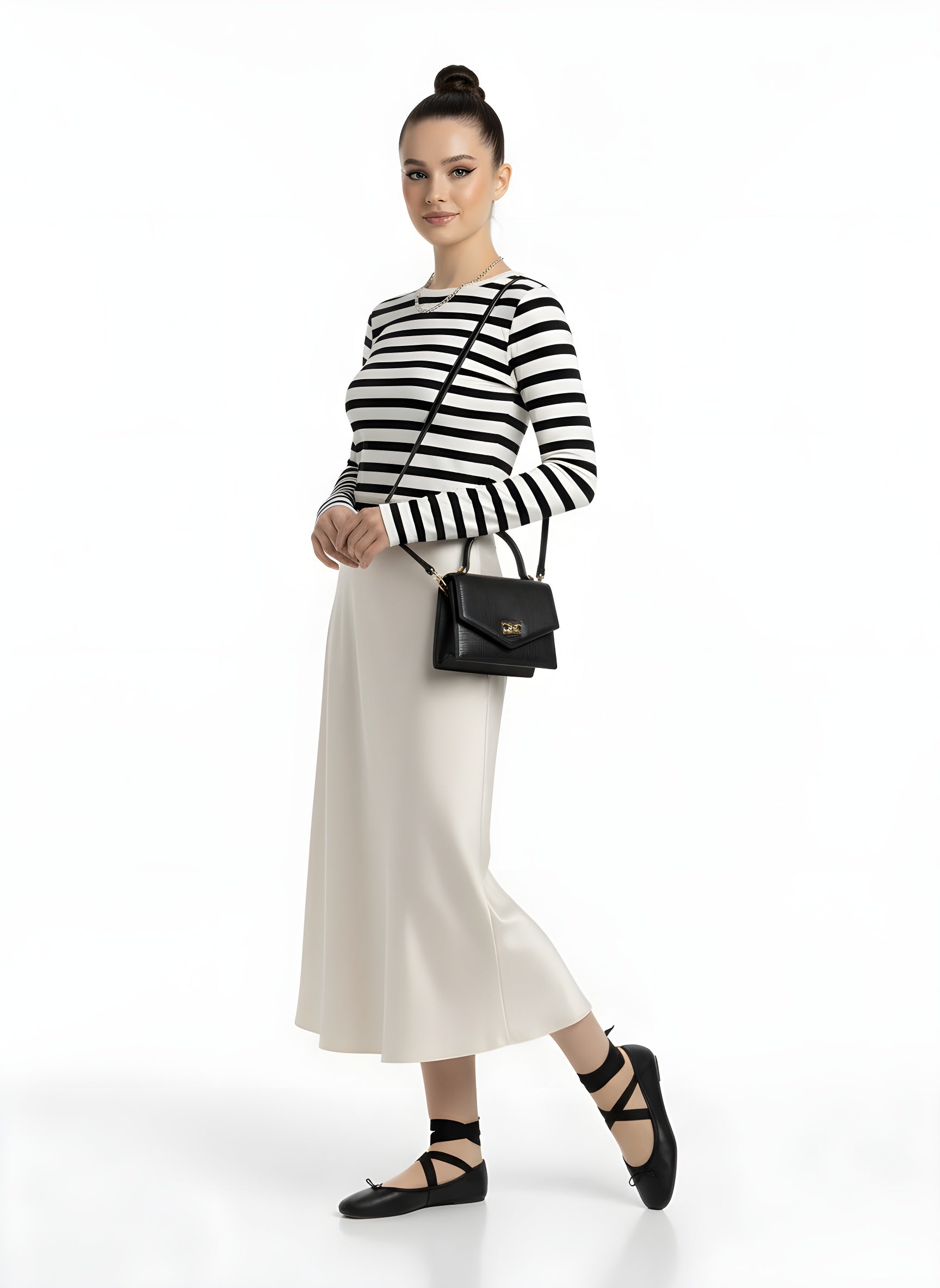 High-waisted satin silky skirt