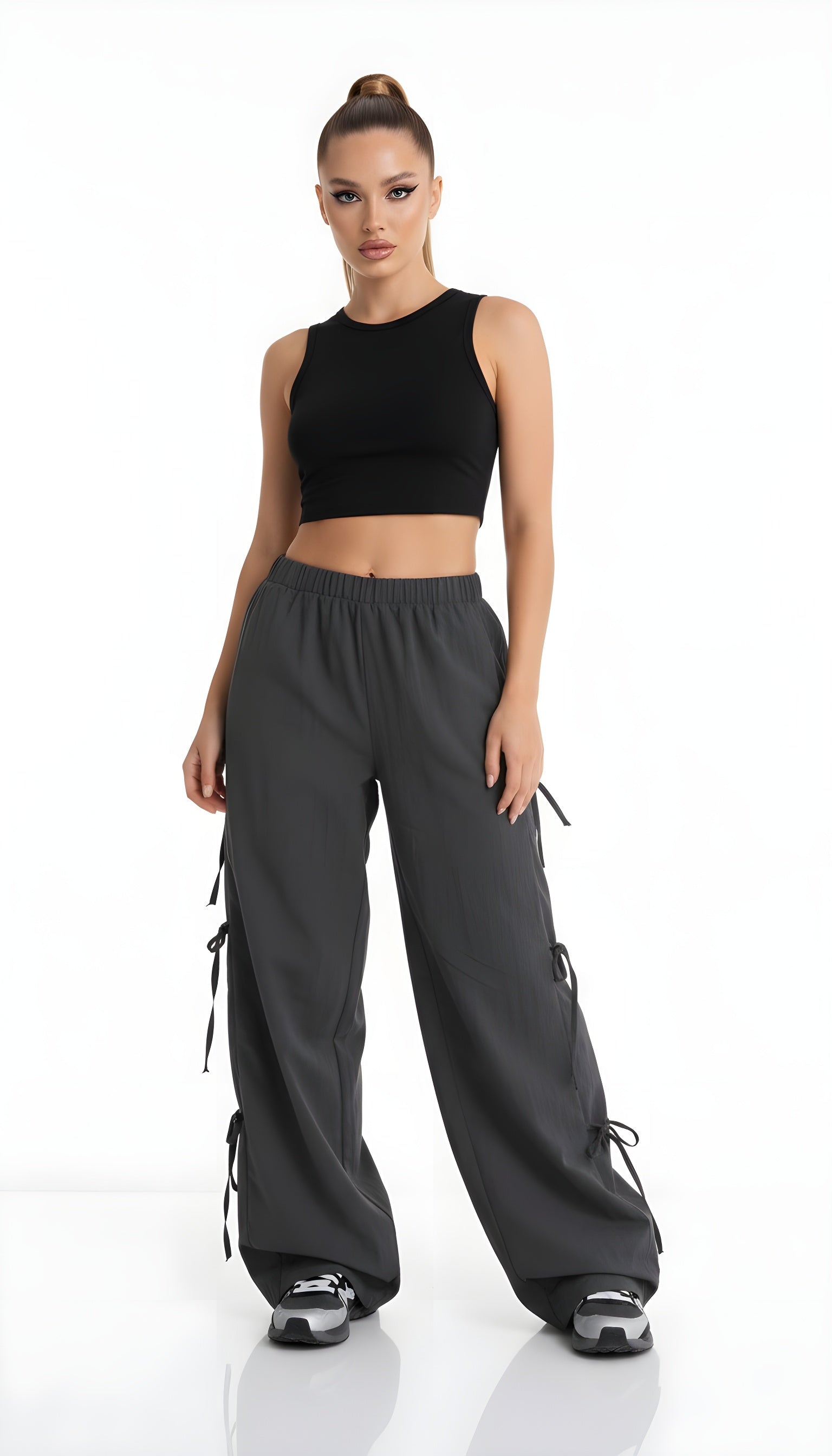 Side Tie Wide Leg Pants