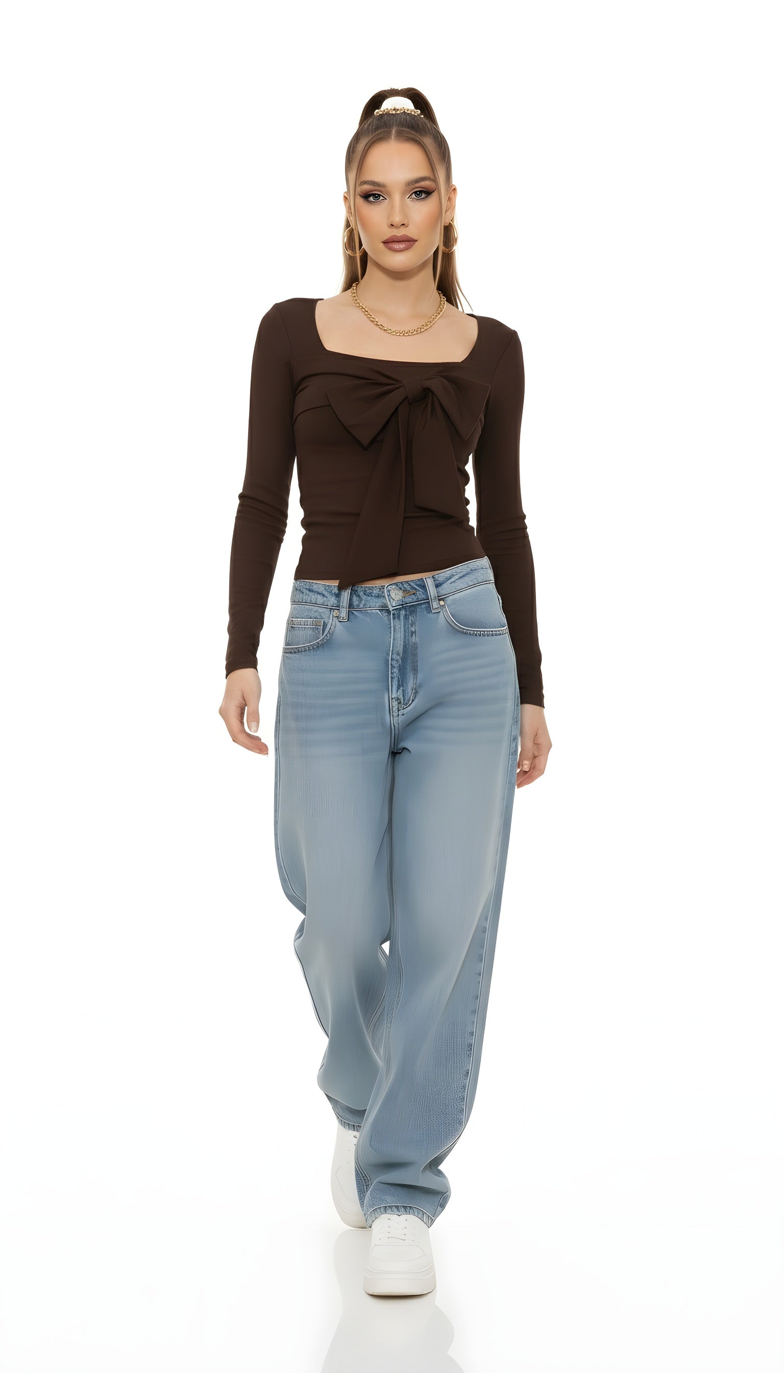 Balletcore Square Neck Bow Blouse