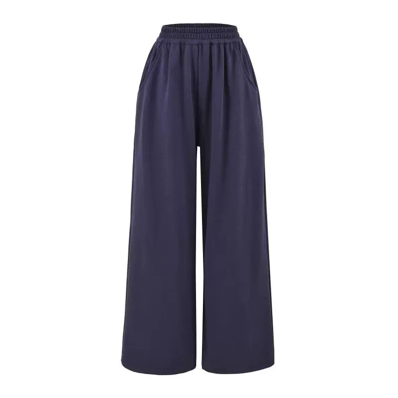 Elastic Waist Wide-Leg Sweatpants