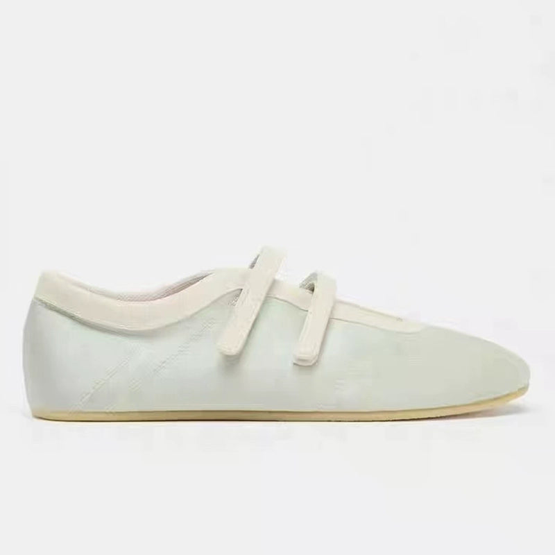 Mint Green Satin Patchwork Ballet Flats