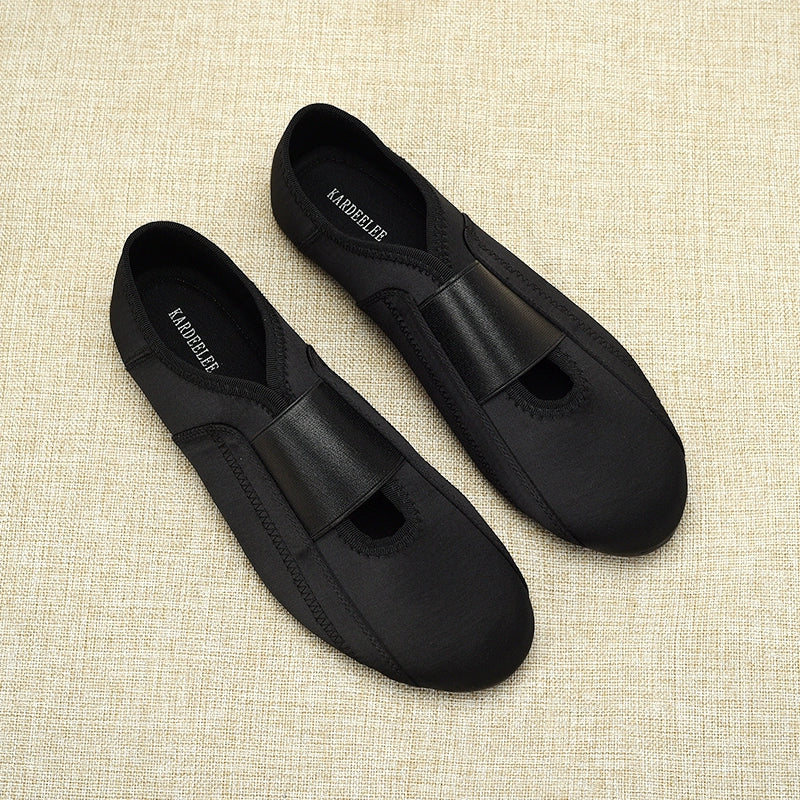 Black Satin Ballet Flats