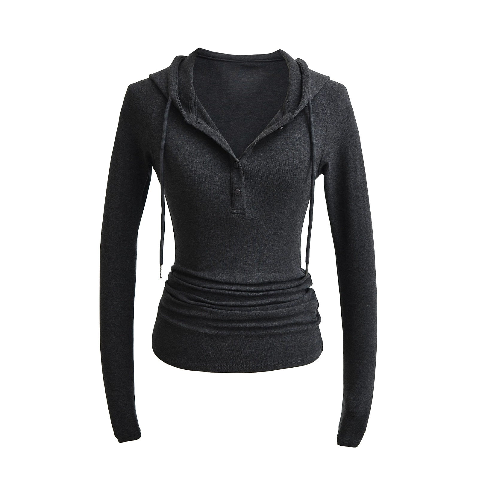 Slim-Fit Hooded Henley Knit Top