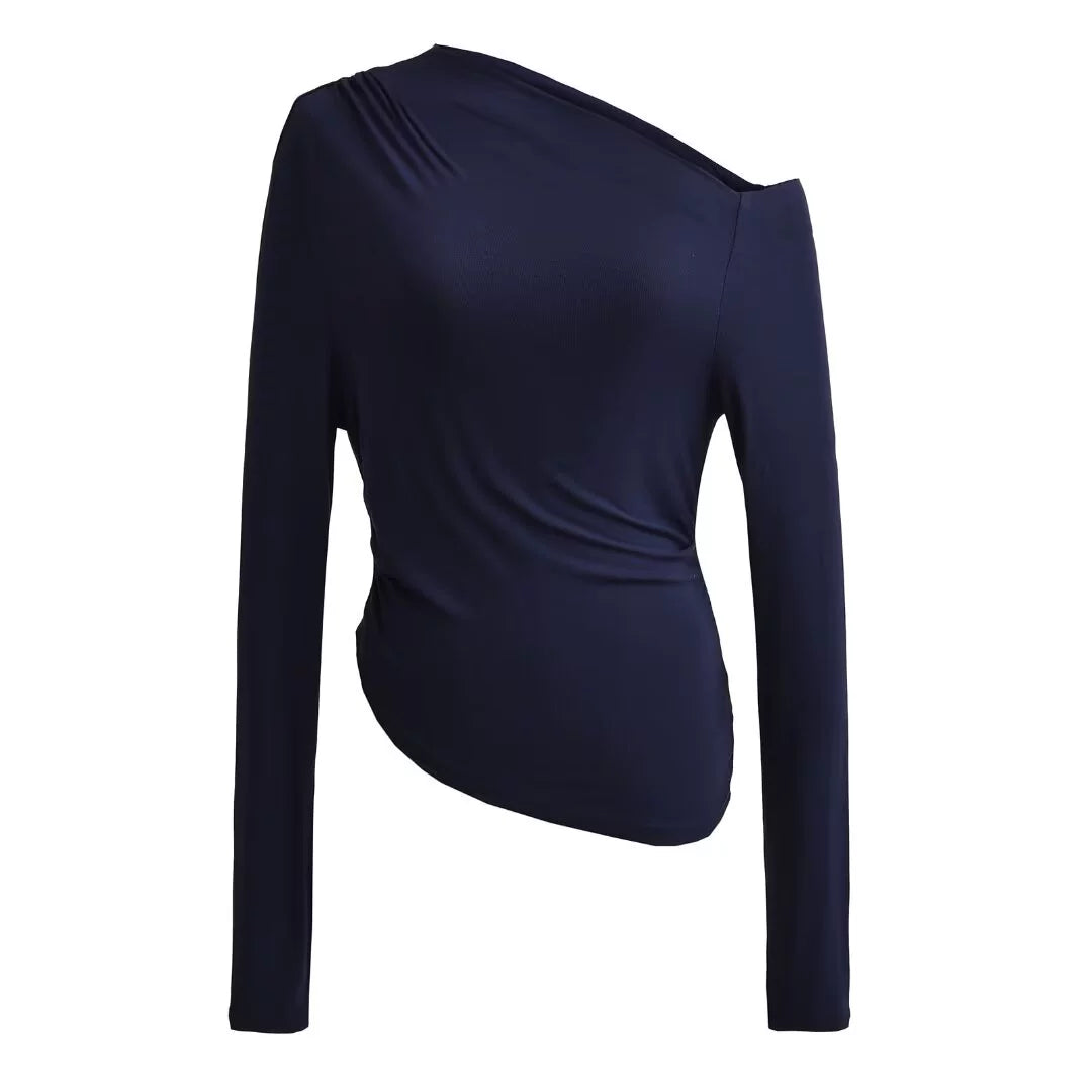 One-Shoulder Asymmetrical Long Sleeve Top