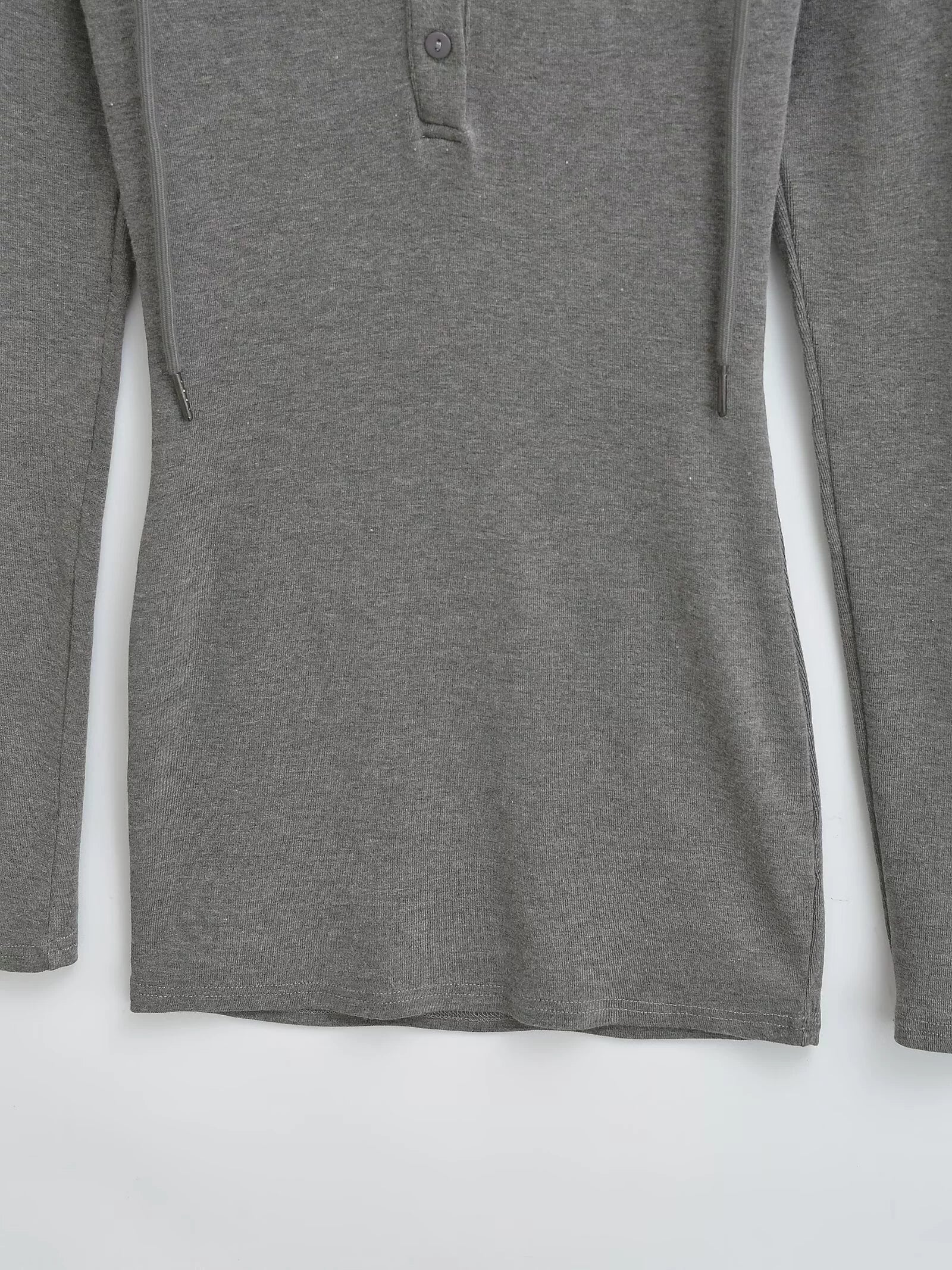 Slim-Fit Hooded Henley Knit Top