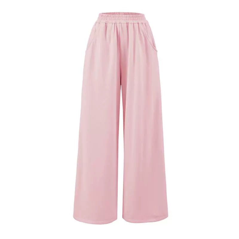 Elastic Waist Wide-Leg Sweatpants