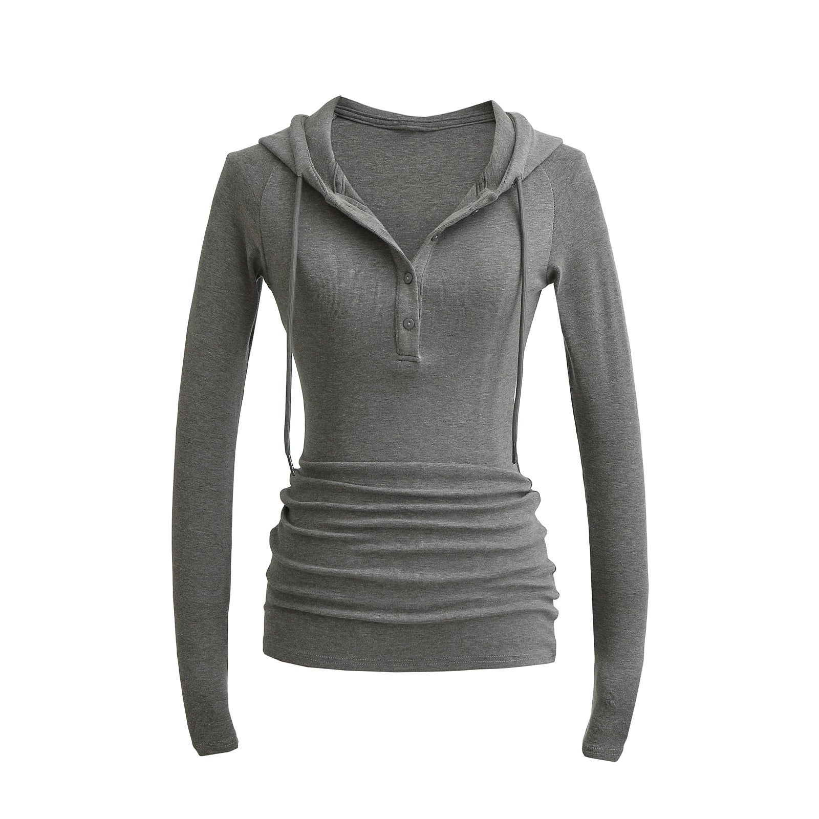 Slim-Fit Hooded Henley Knit Top