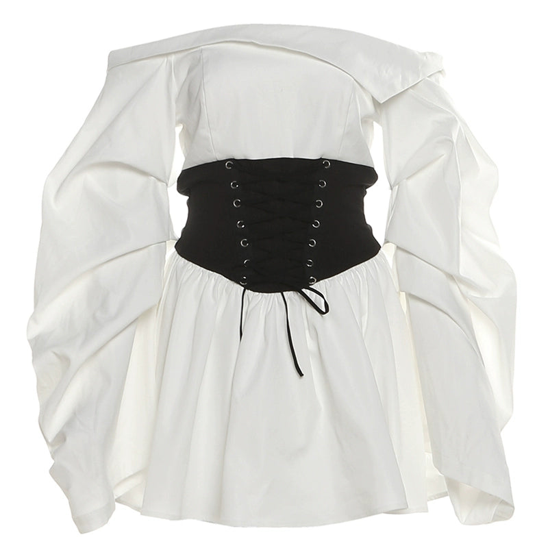 Retro Corset Waist Off-Shoulder Mini Dress