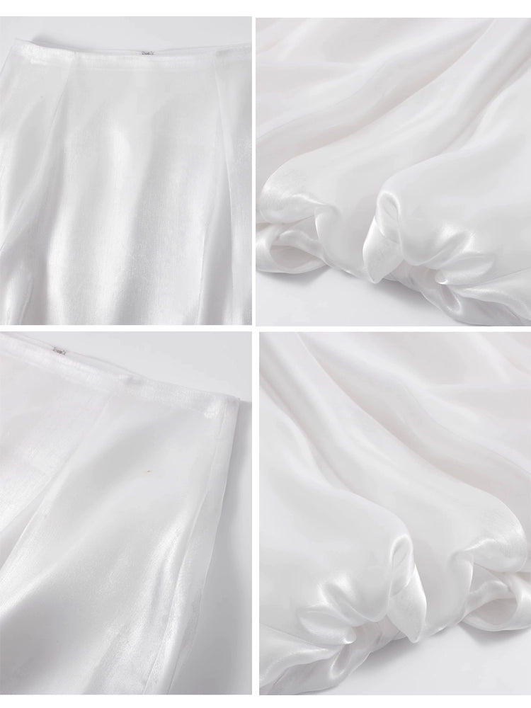 Balletcore Flowing Bud Skirt – High Waist Lantern Hem Midi
