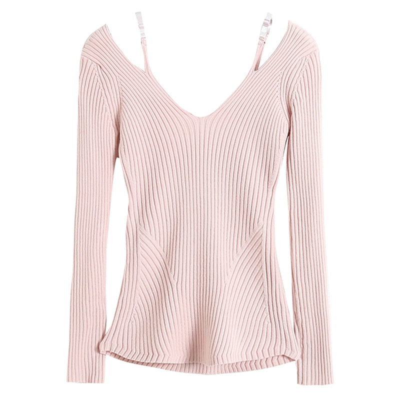 Pure Desire Knit Off-Shoulder Slim Sweater