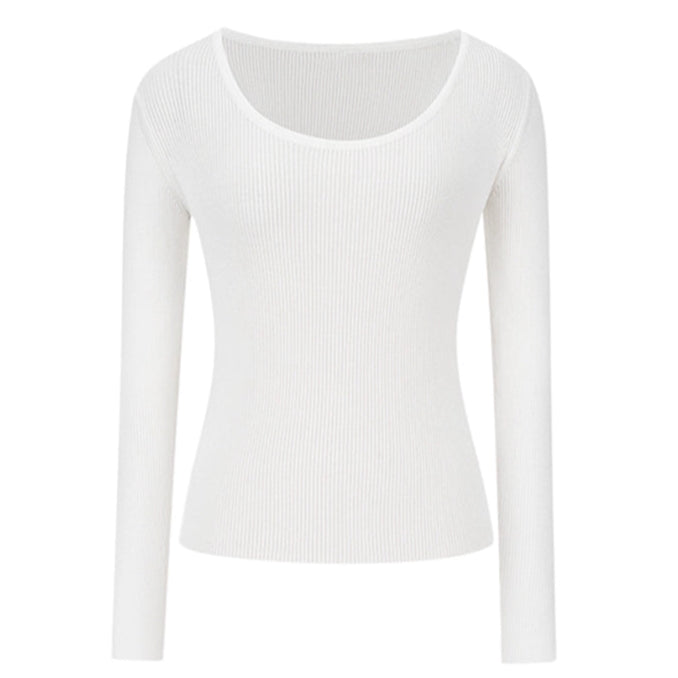 Slim Fit Ribbed Knit Long Sleeve Top