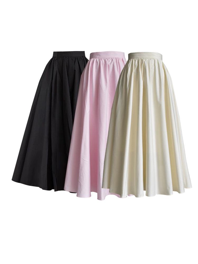 Classic High-Waist A-Line Midi Skirt