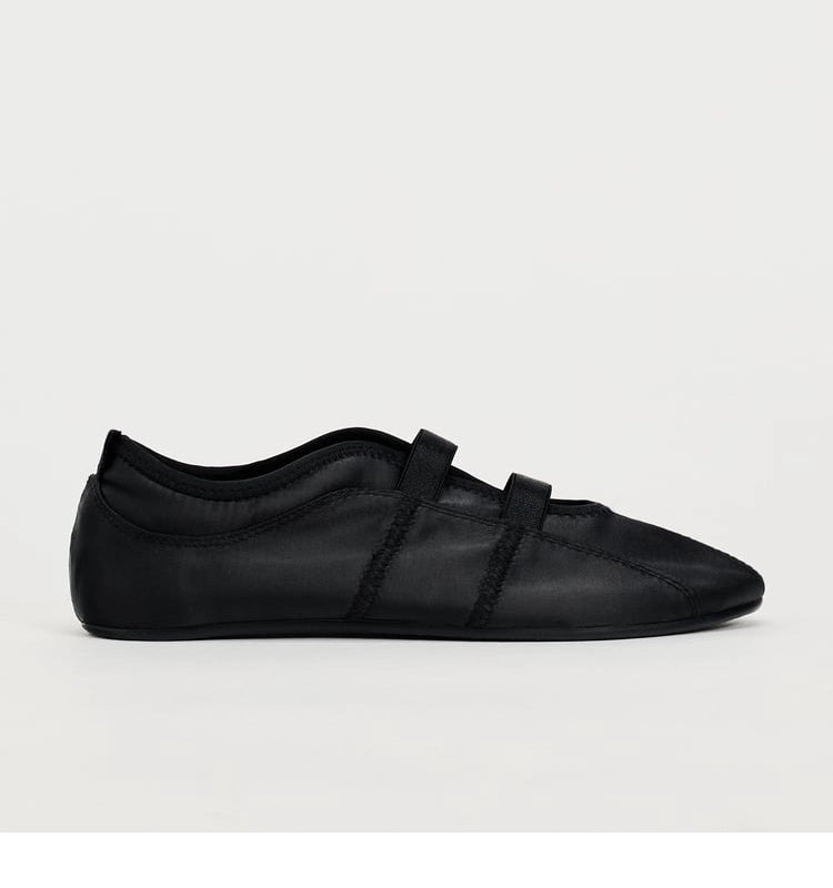 Pink Satin Elastic Double Strap Ballet Flats