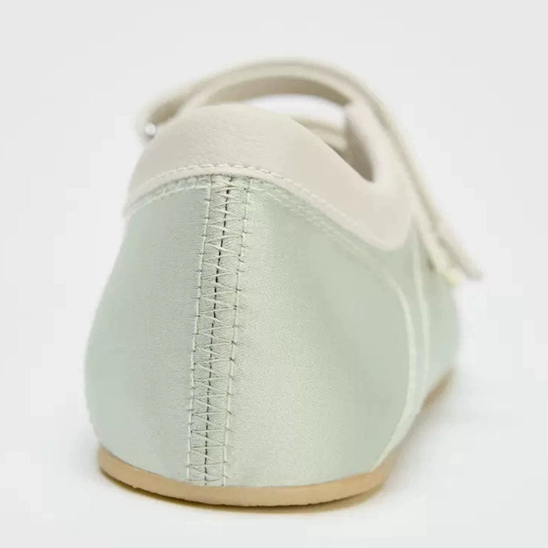 Mint Green Satin Patchwork Ballet Flats