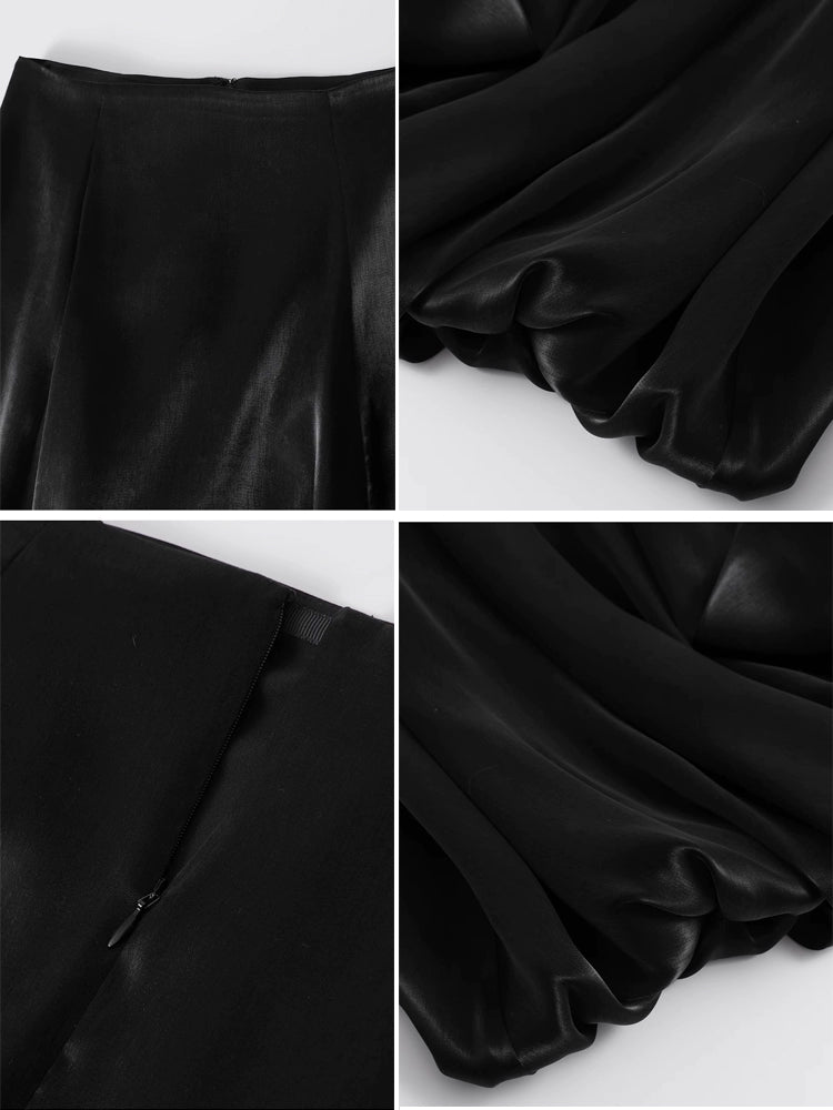 Balletcore Flowing Bud Skirt – High Waist Lantern Hem Midi