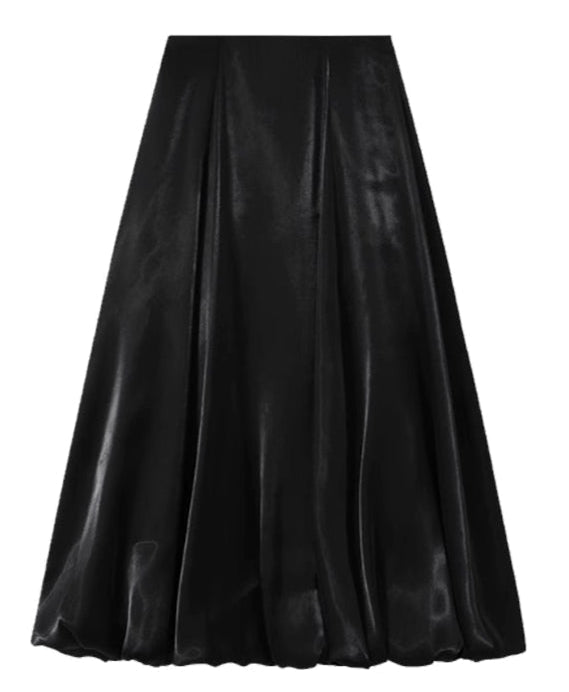 Balletcore Flowing Bud Skirt – High Waist Lantern Hem Midi