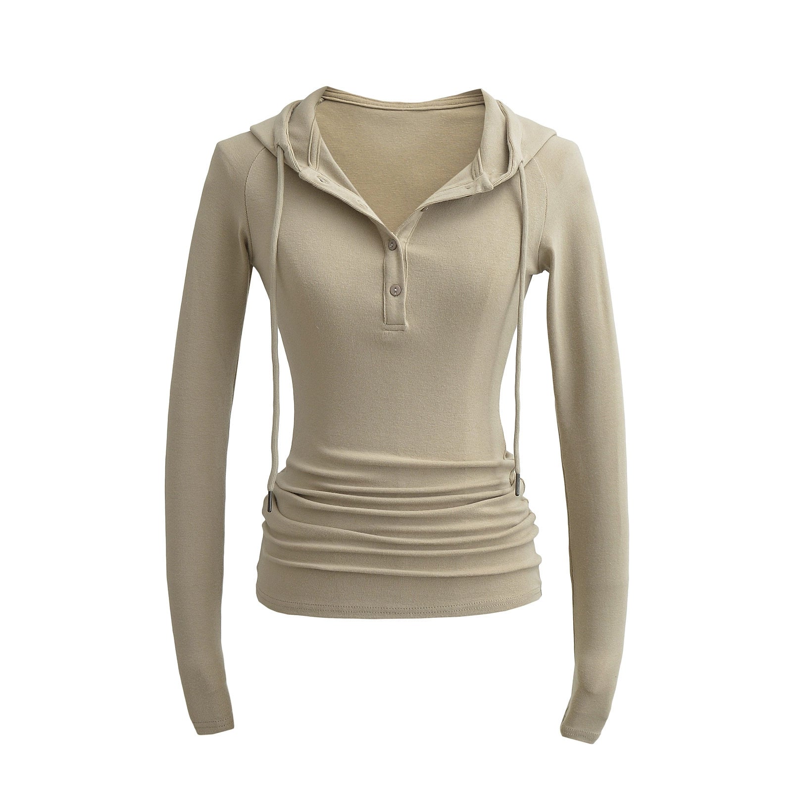 Slim-Fit Hooded Henley Knit Top