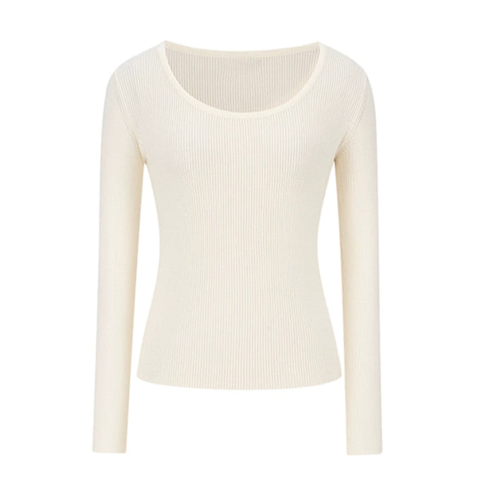 Slim Fit Ribbed Knit Long Sleeve Top