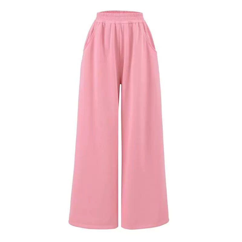 Elastic Waist Wide-Leg Sweatpants