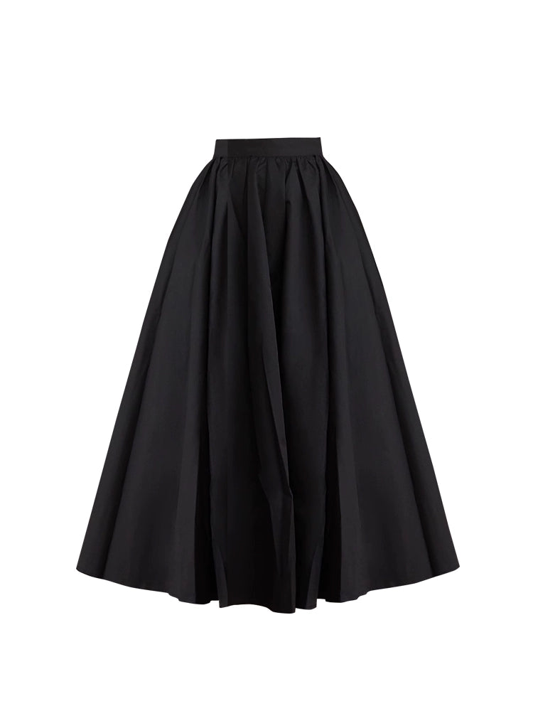 Classic High-Waist A-Line Midi Skirt
