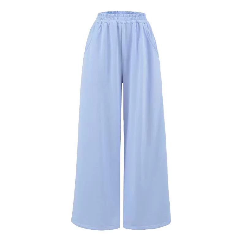 Elastic Waist Wide-Leg Sweatpants